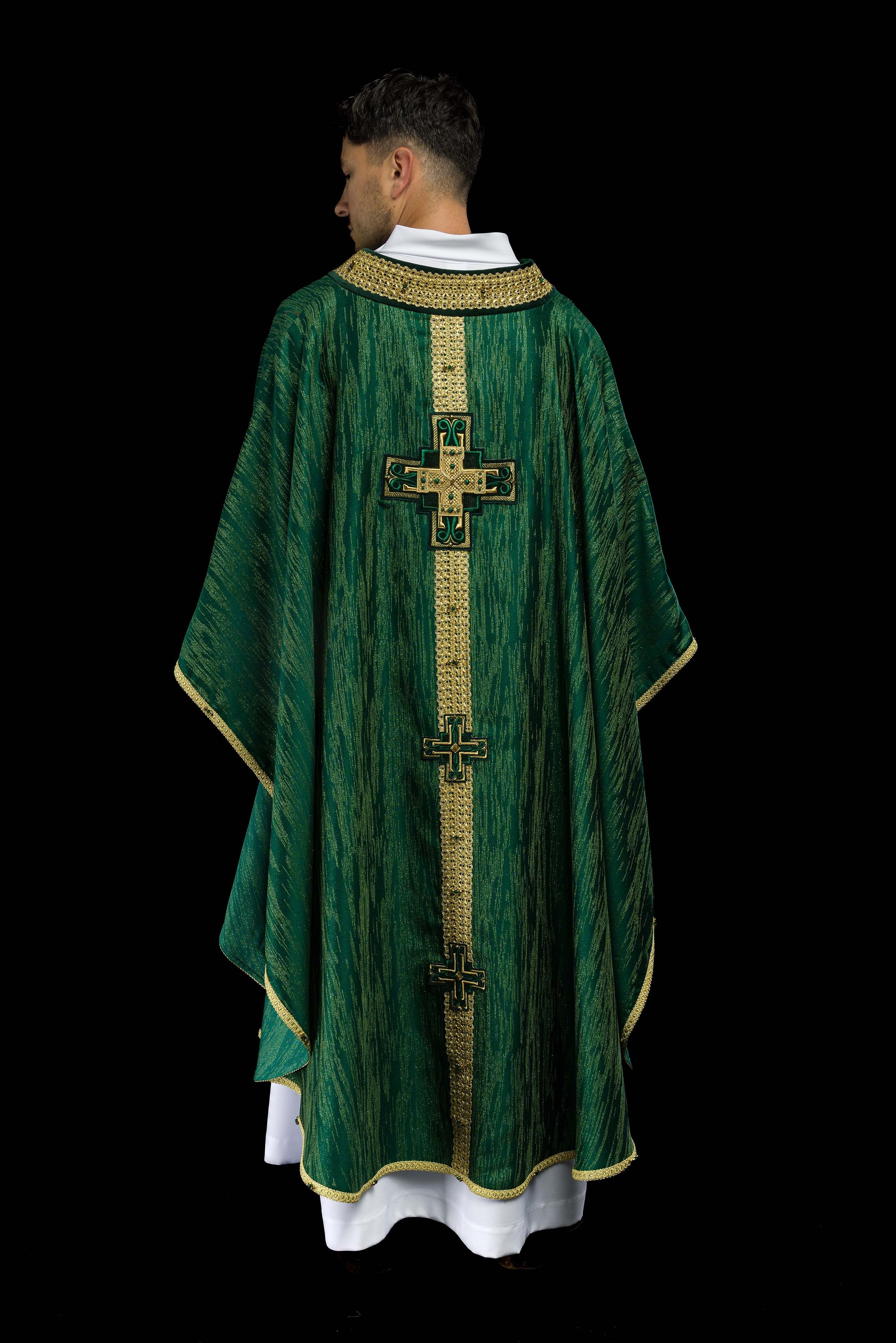 Chasuble faite à la main avec pierres naturelles Handmade 7015 Vert