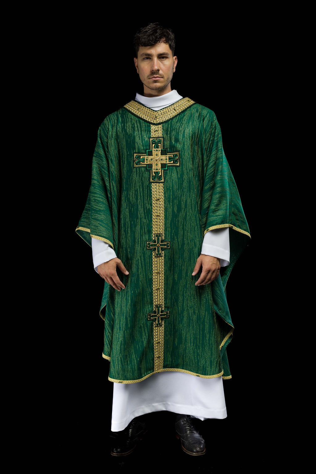 Chasuble faite à la main avec pierres naturelles Handmade 7015 Vert