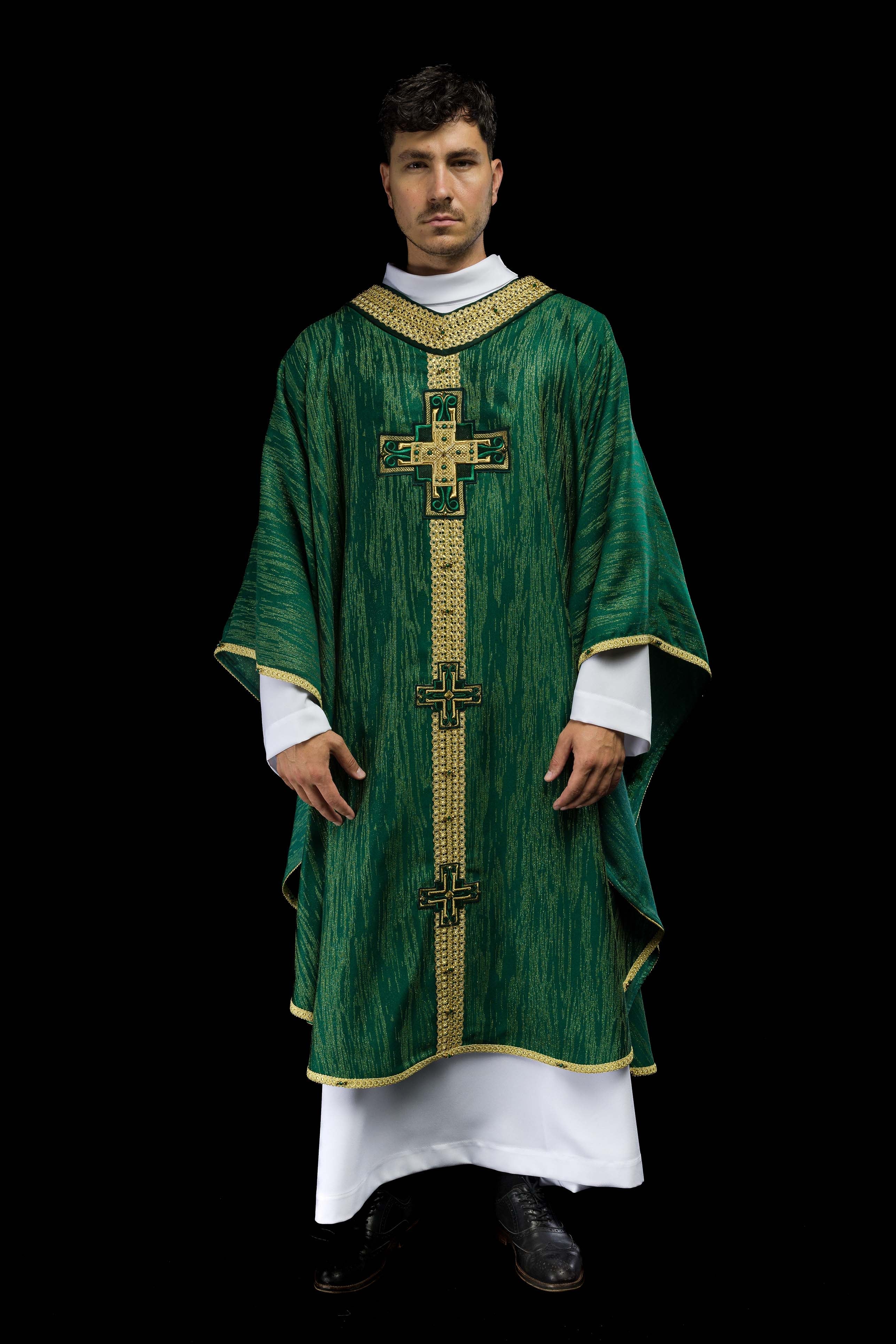 Chasuble faite à la main avec pierres naturelles Handmade 7015 Vert