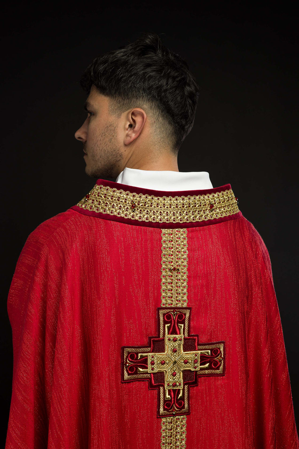 Chasuble faite à la main avec pierres naturelles Handmade 7015 Rouge