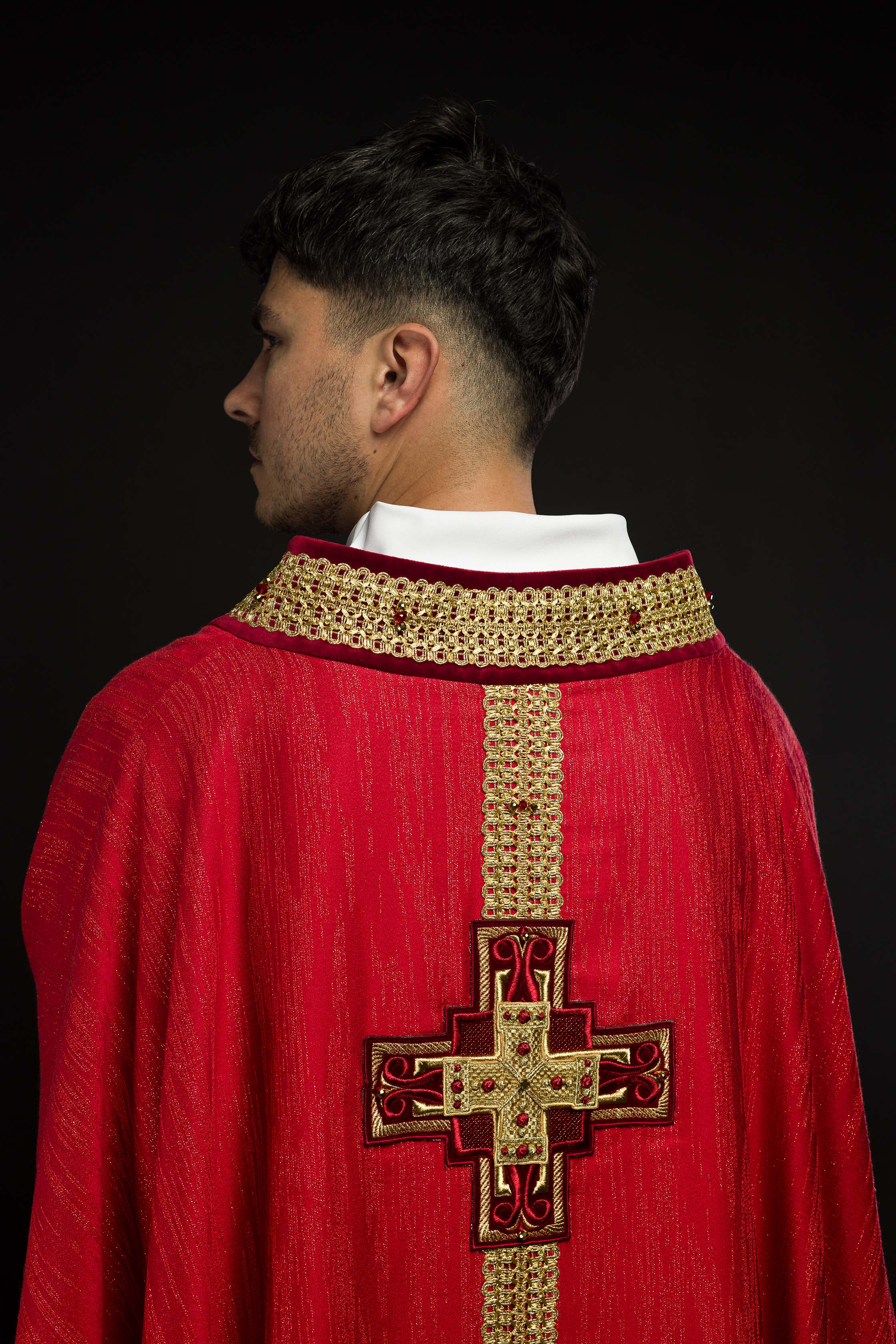 Chasuble faite à la main avec pierres naturelles Handmade 7015 Rouge