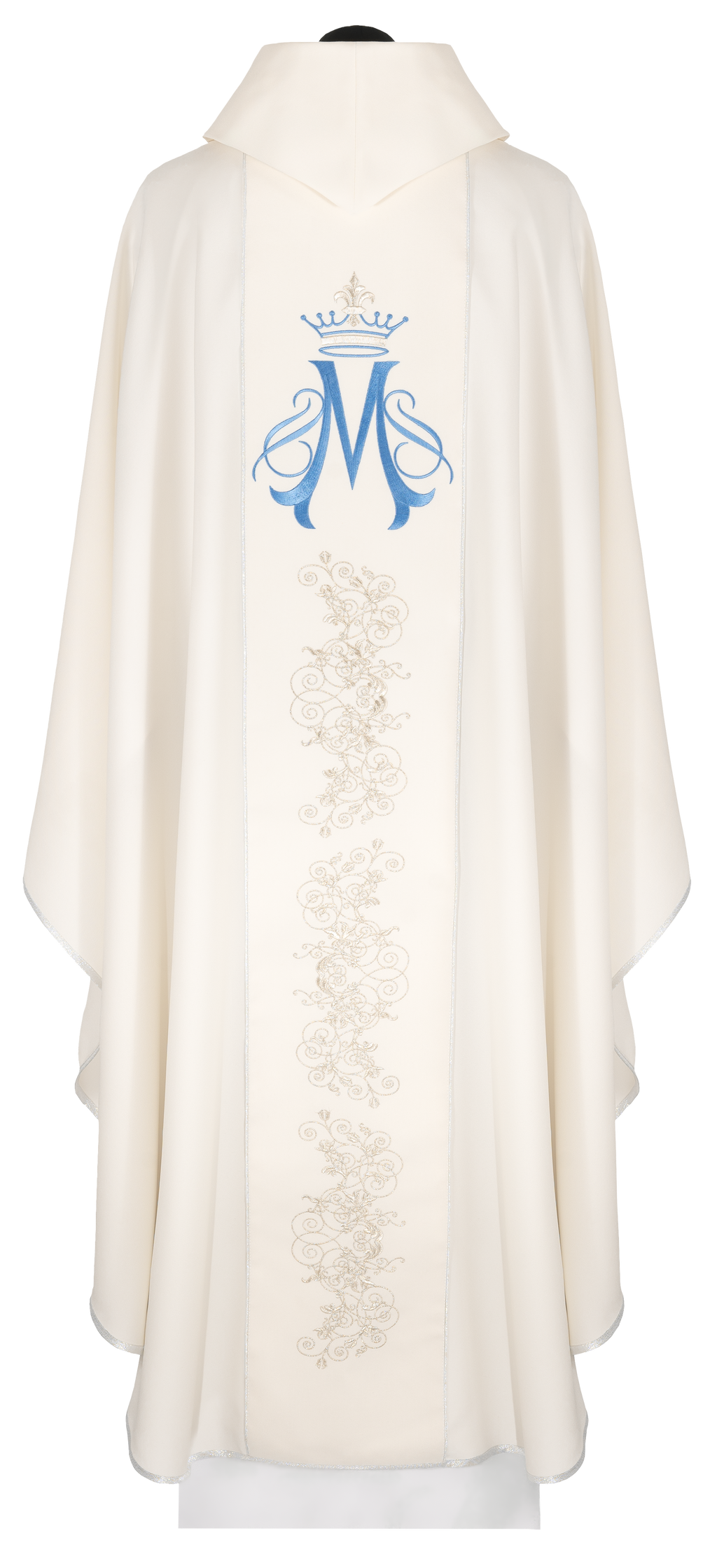 Chasuble brodé avec motif marial couleur écru