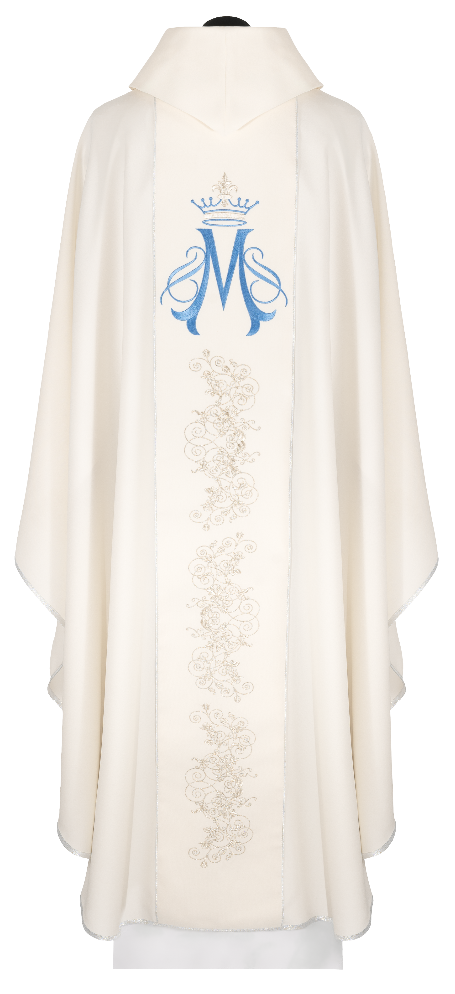 Chasuble brodé avec motif marial couleur écru