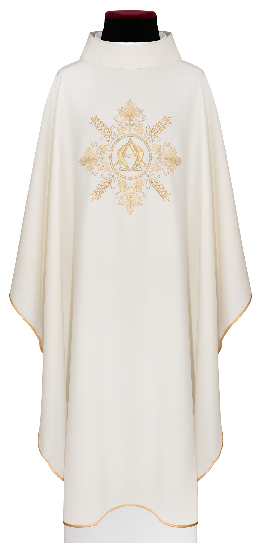 Chasuble brodé écru Alfa et Omega avec des épis