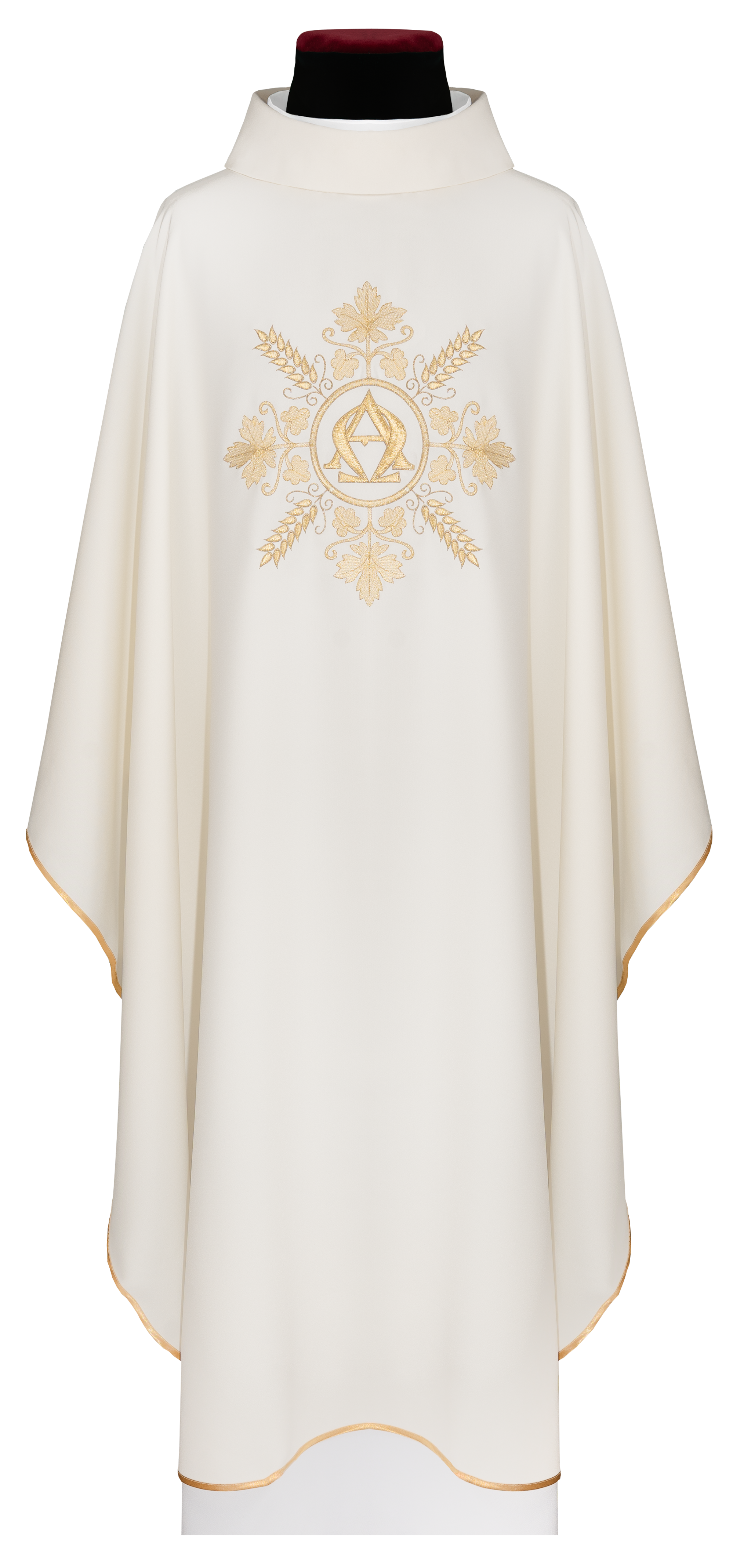 Chasuble brodé écru Alfa et Omega avec des épis