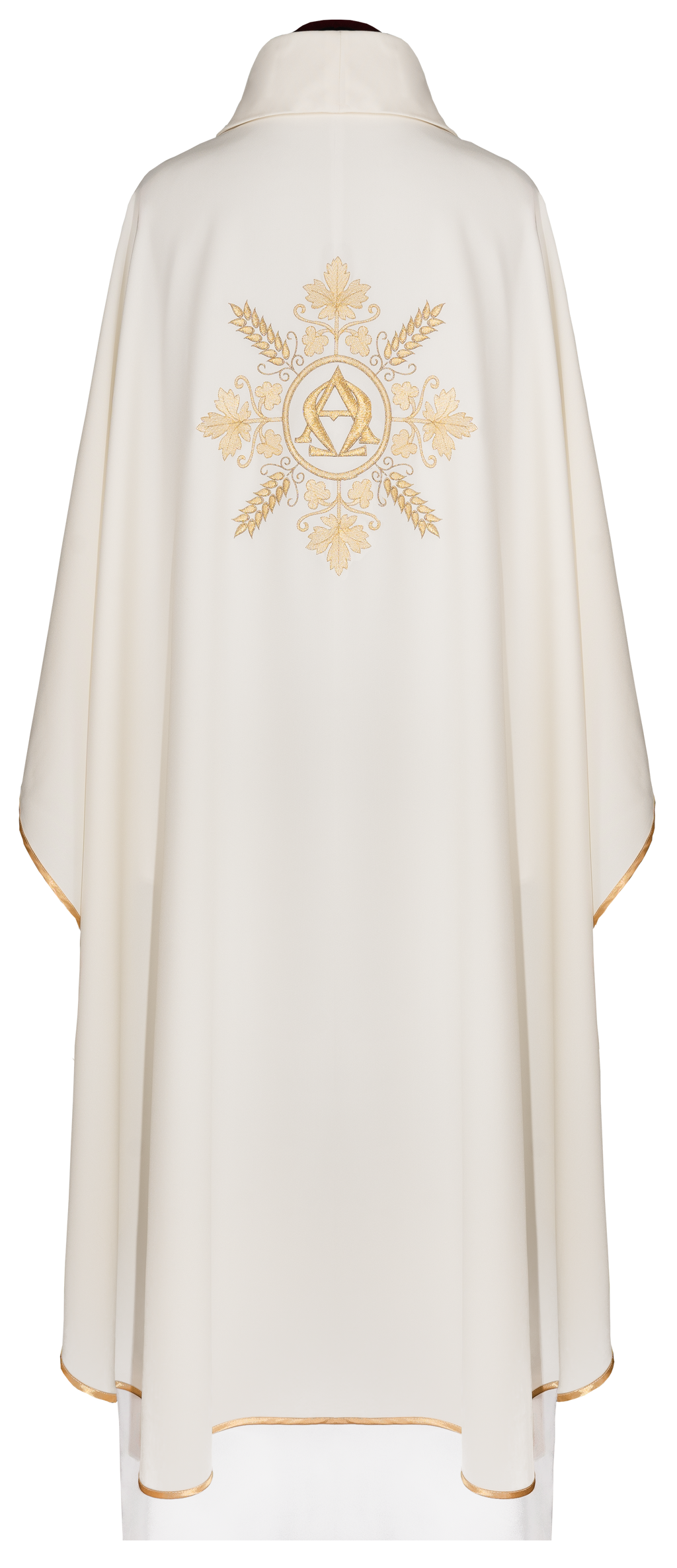 Chasuble brodé écru Alfa et Omega avec des épis