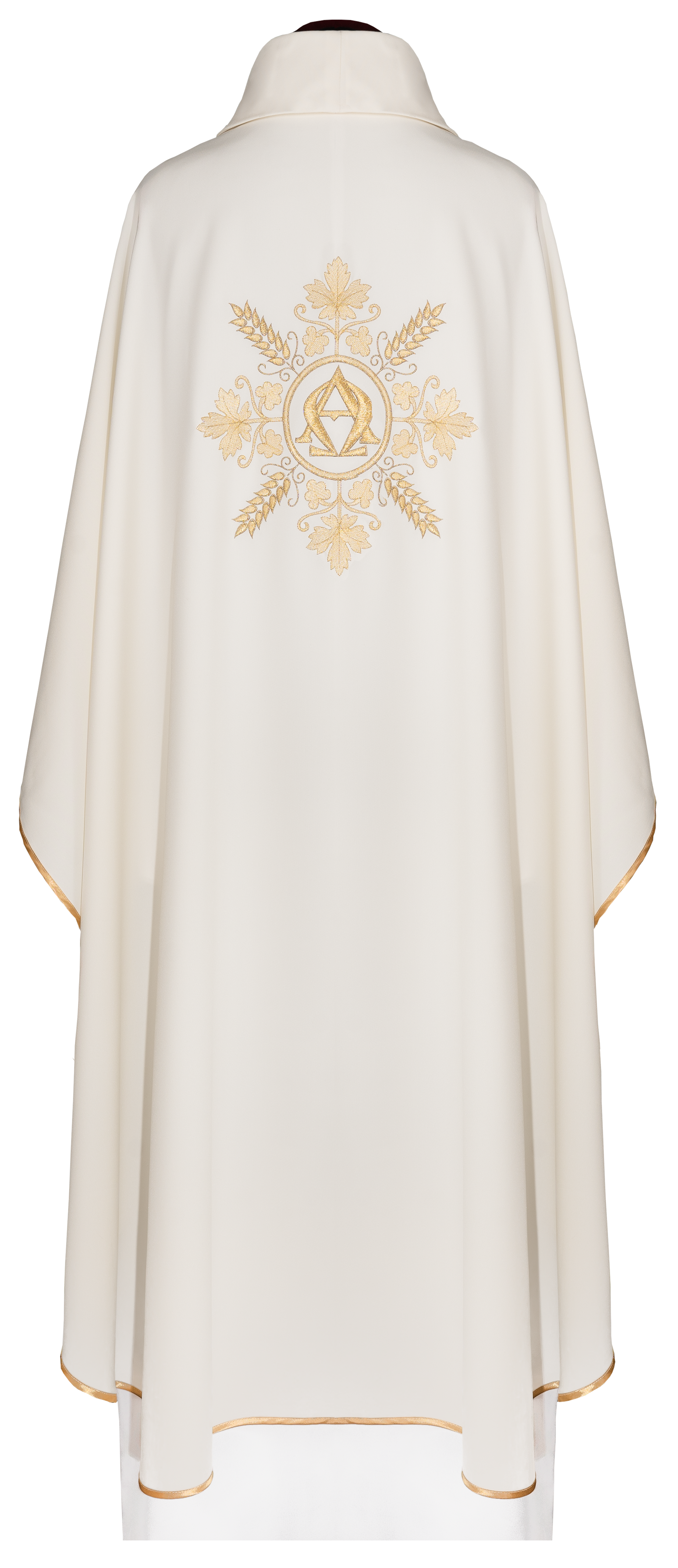 Chasuble brodé écru Alfa et Omega avec des épis