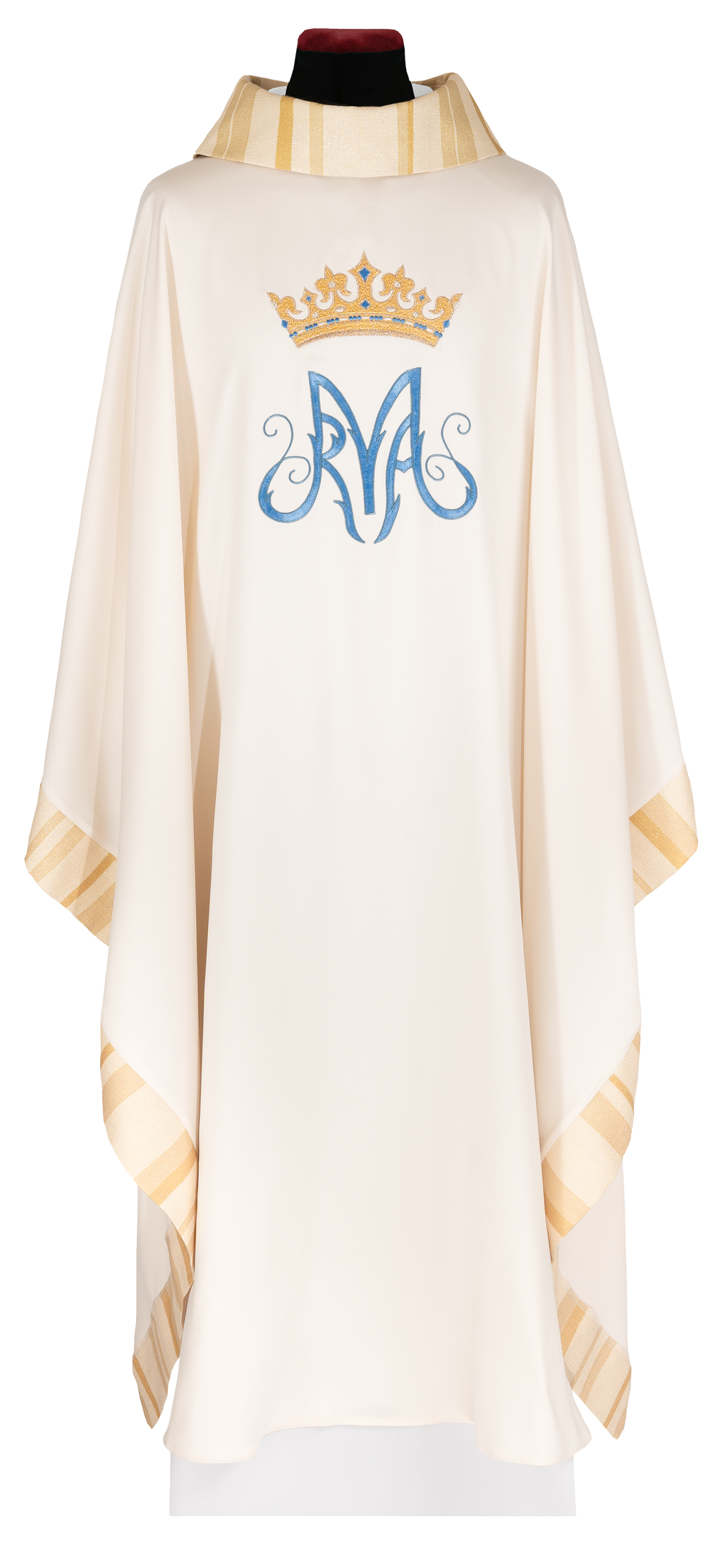Chasuble brodé avec motif marial écru