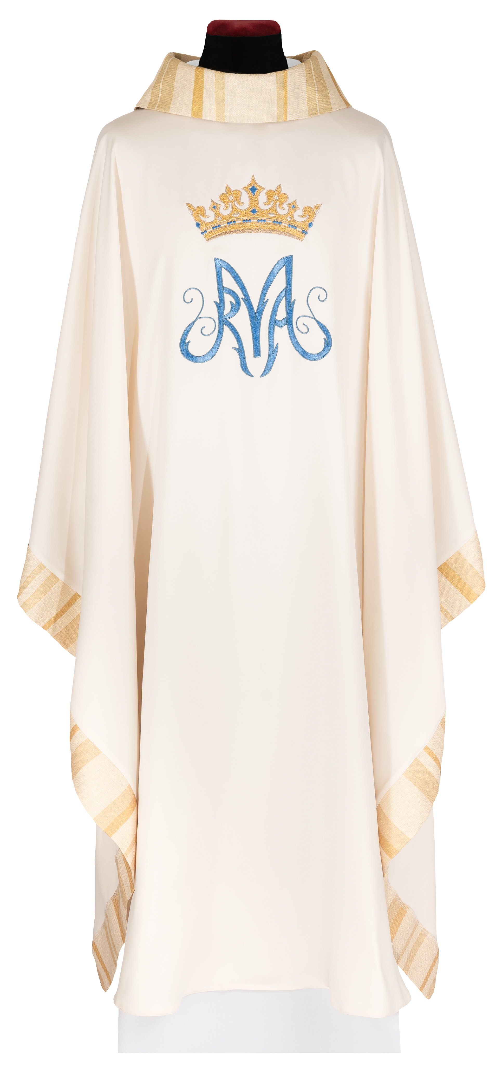 Chasuble brodé avec motif marial écru