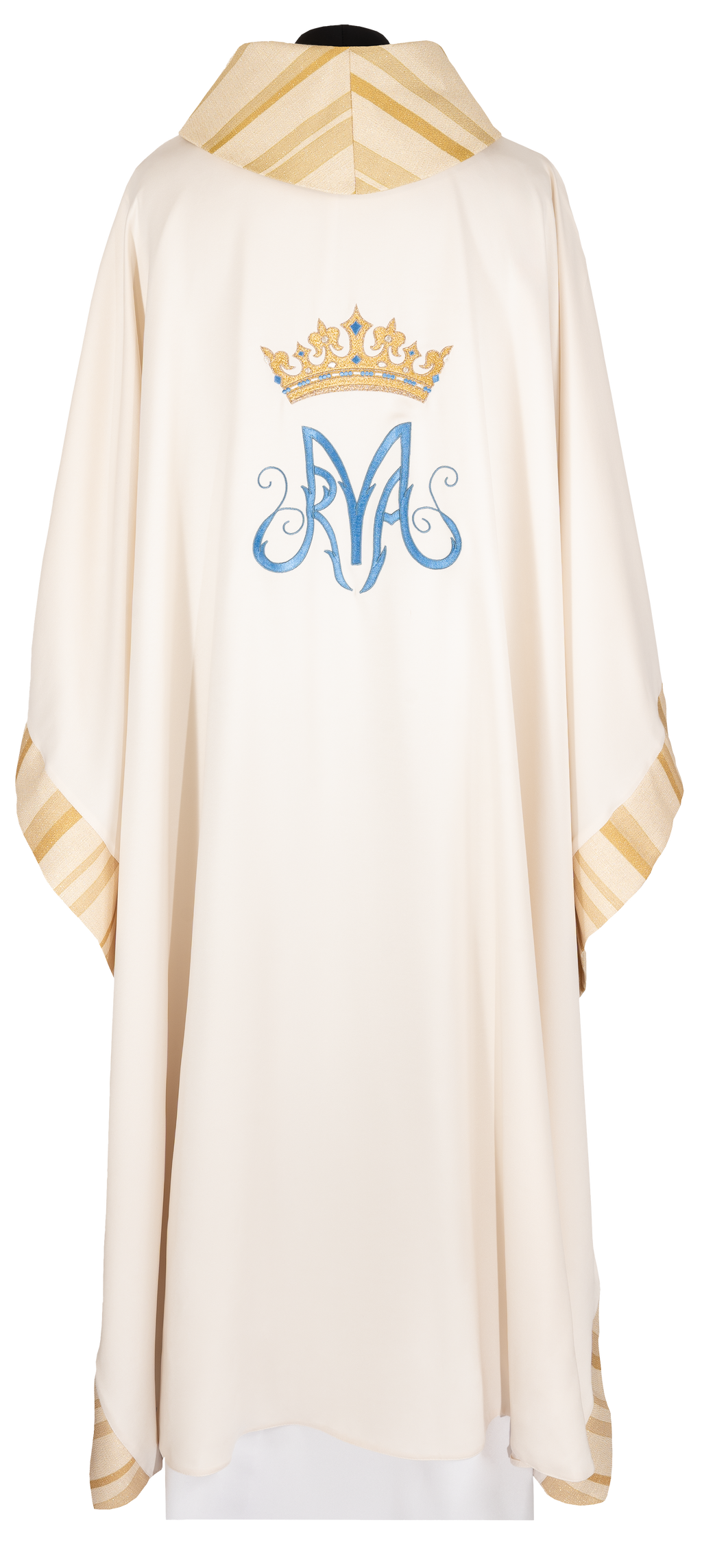 Chasuble brodé avec motif marial écru