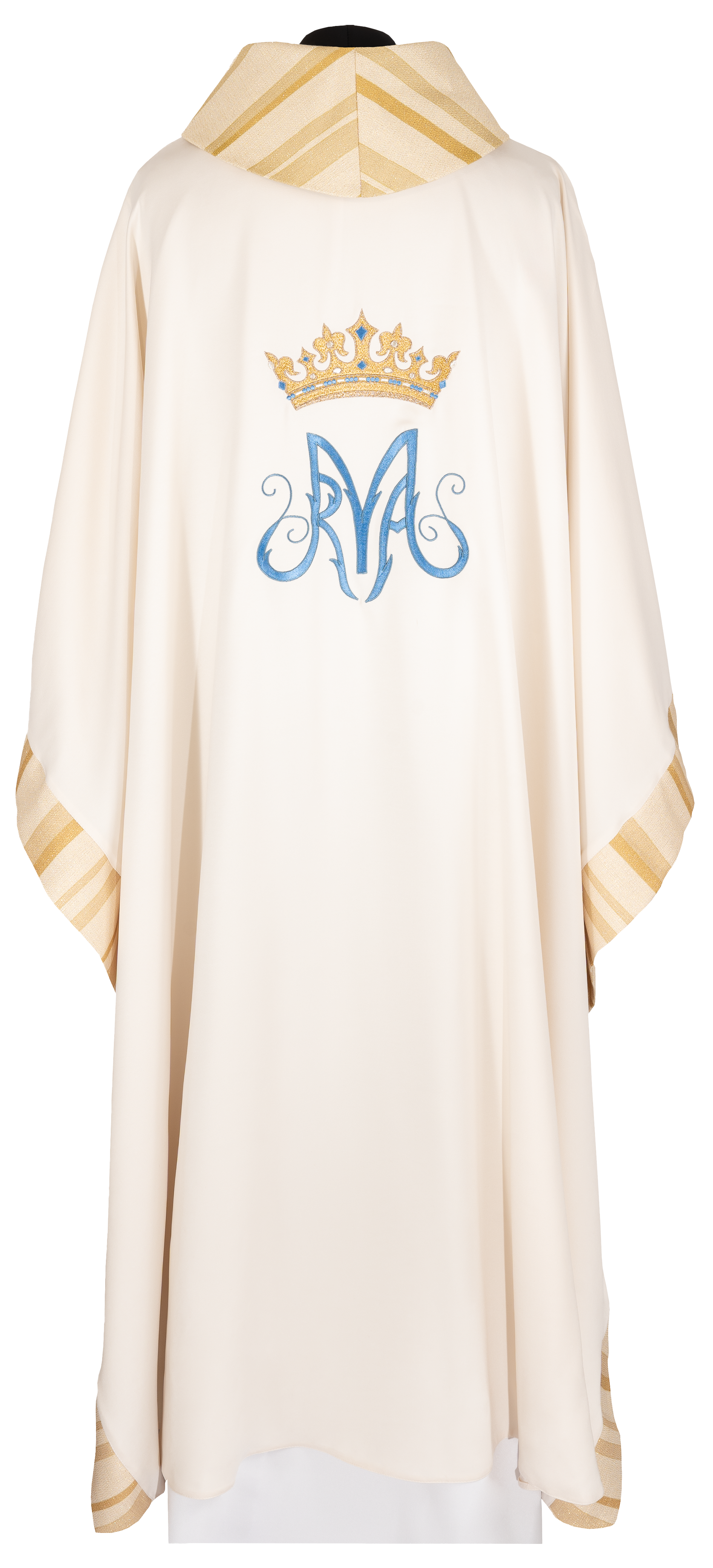 Chasuble brodé avec motif marial écru