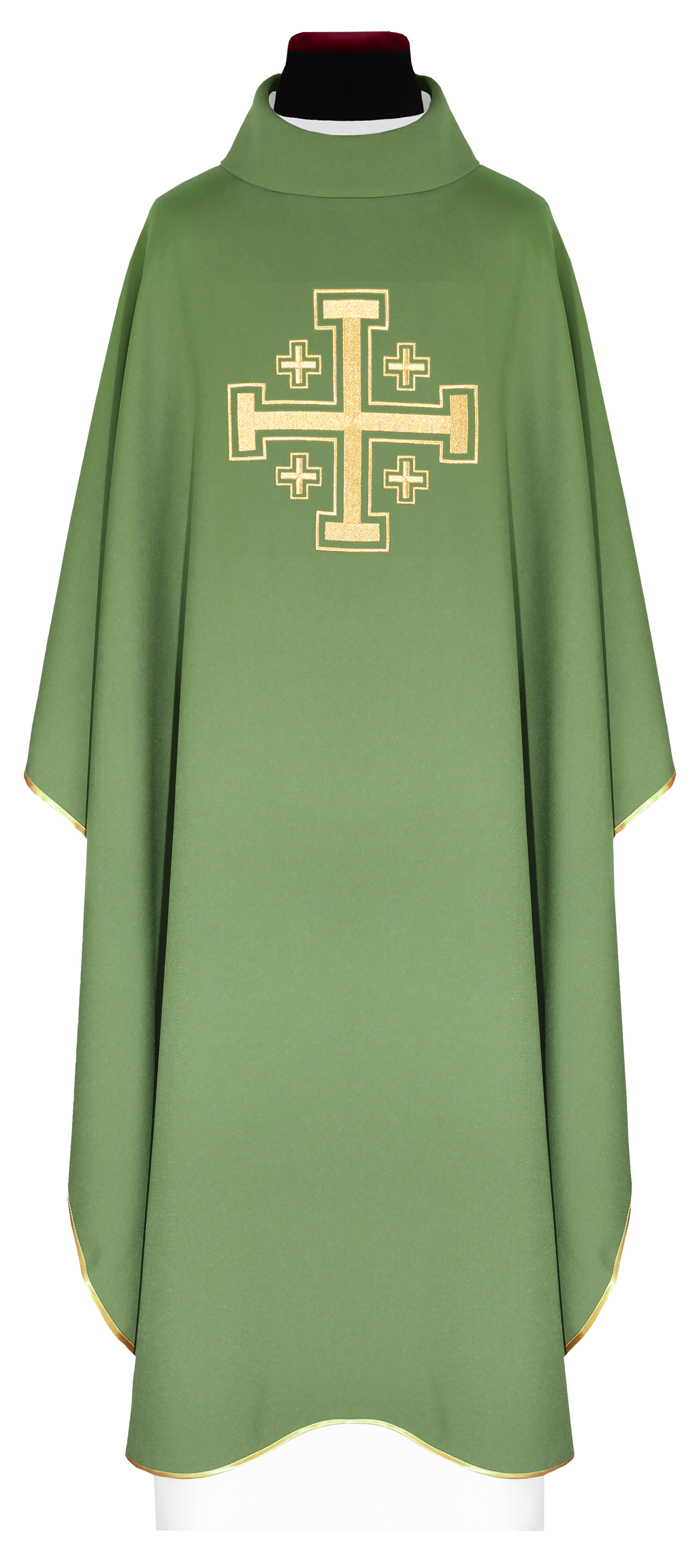 Chasuble verte brodée avec motif de croix