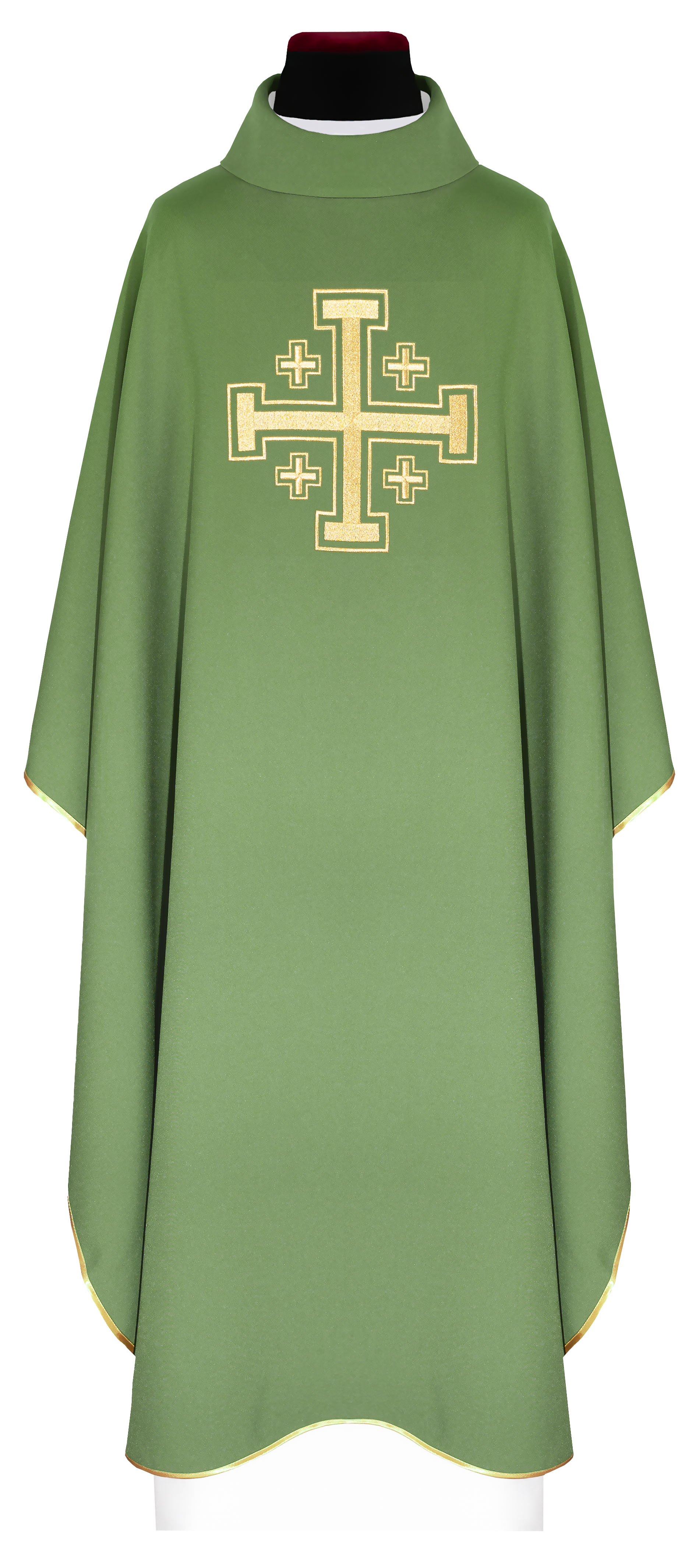 Chasuble verte brodée avec motif de croix