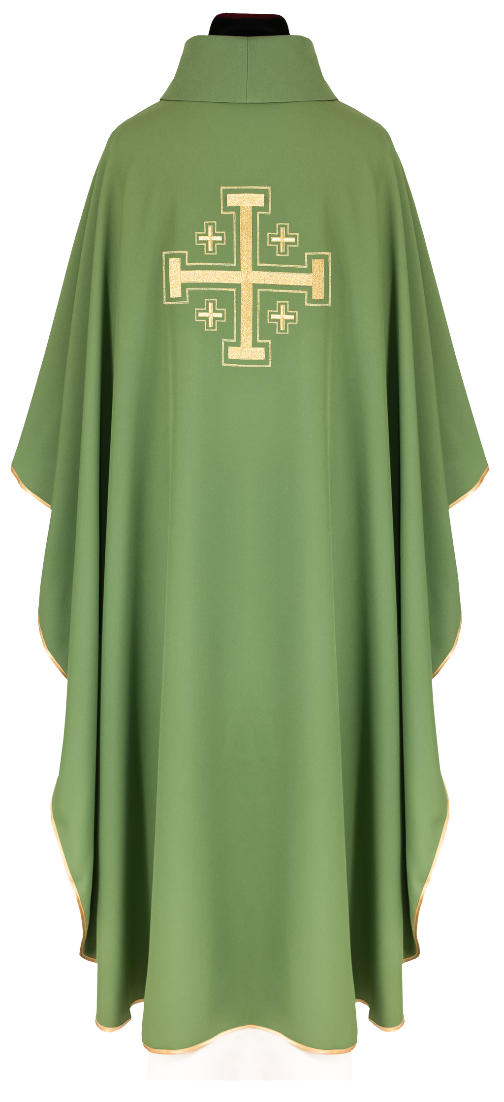 Chasuble verte brodée avec motif de croix