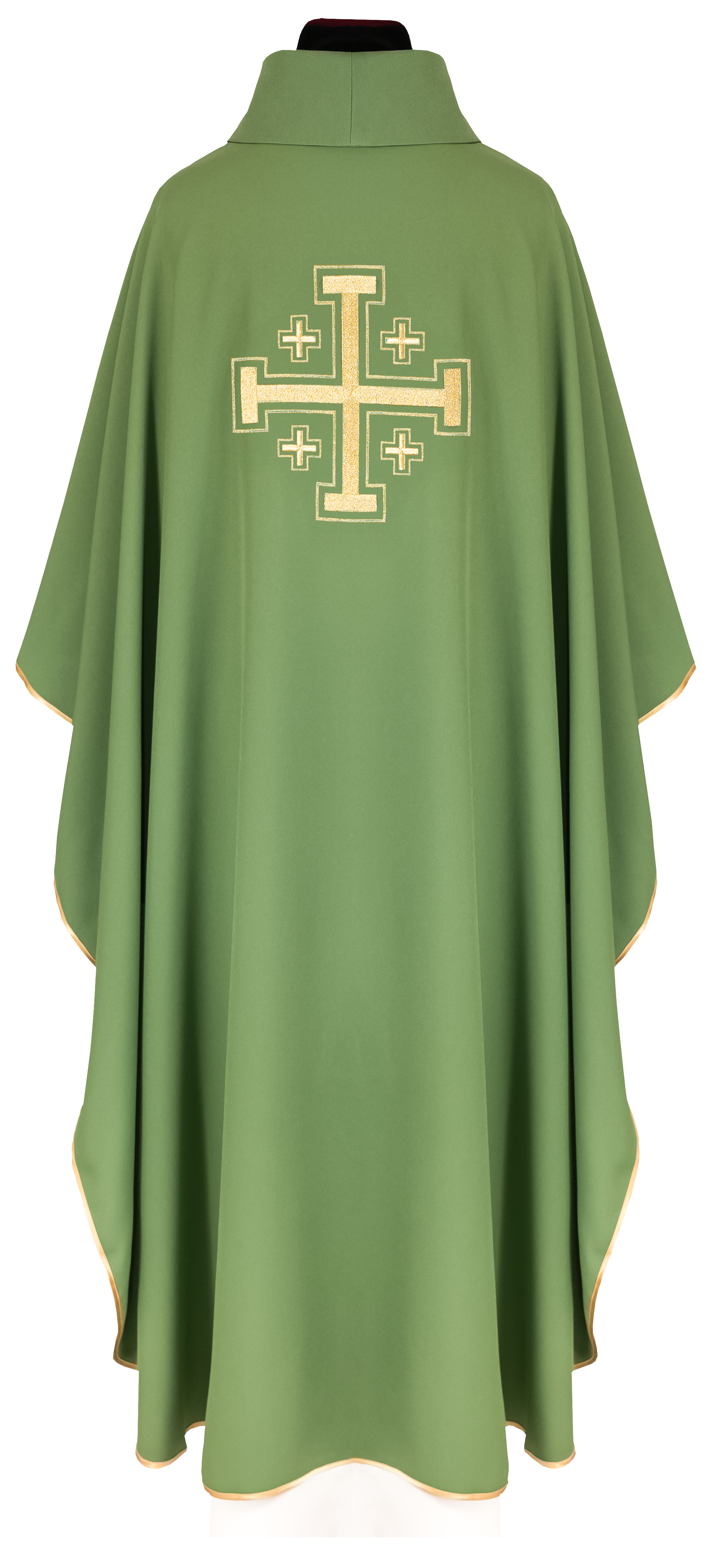 Chasuble verte brodée avec motif de croix
