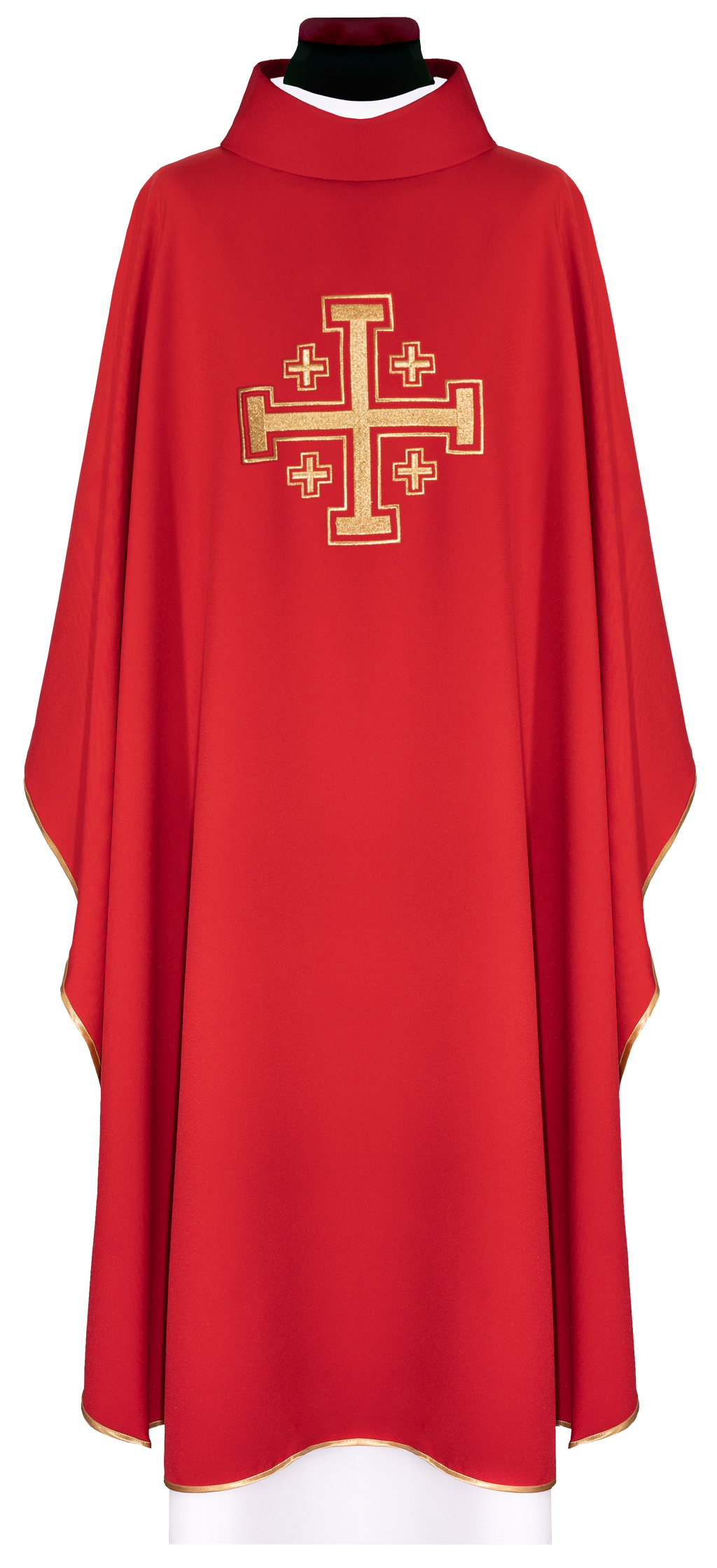Chasuble rouge brodée avec motif de croix