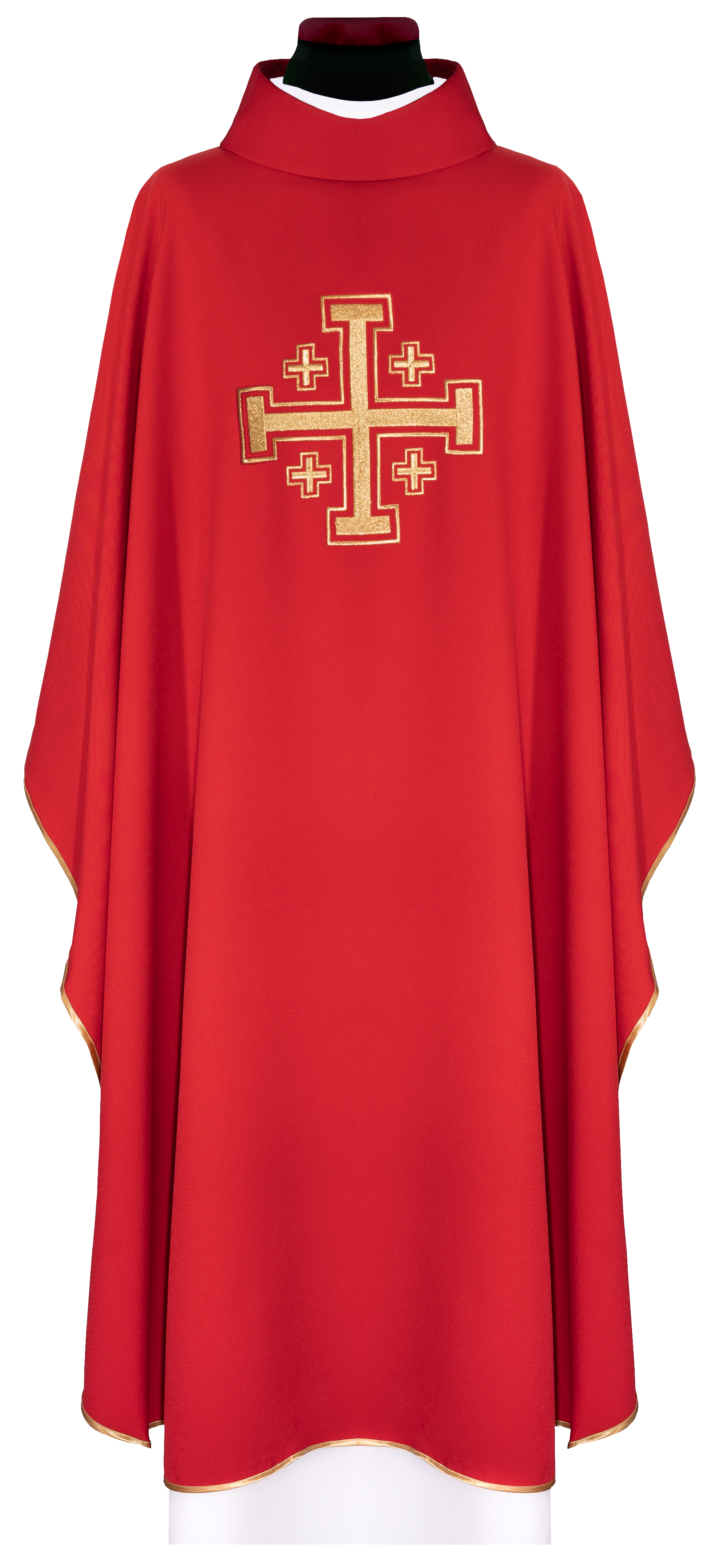 Chasuble rouge brodée avec motif de croix