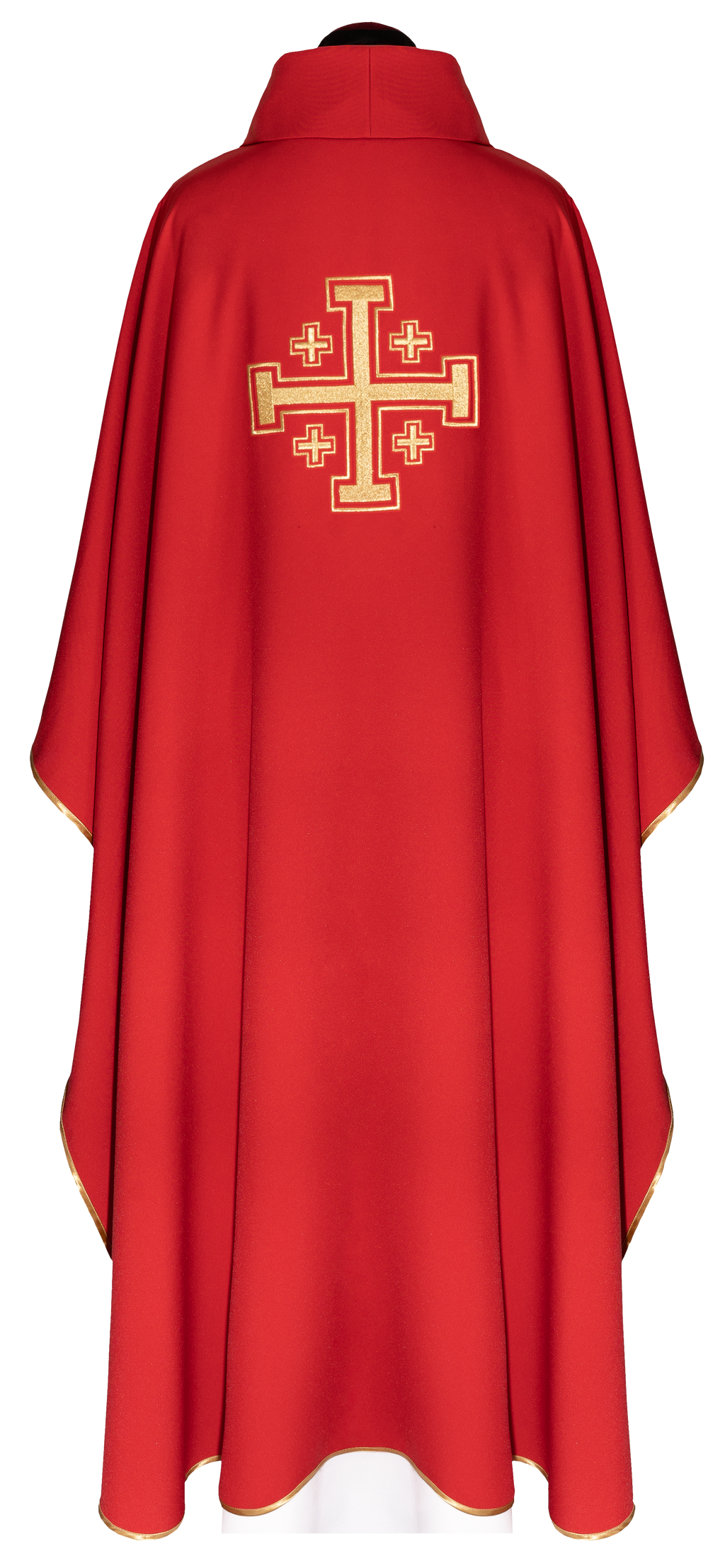 Chasuble rouge brodée avec motif de croix