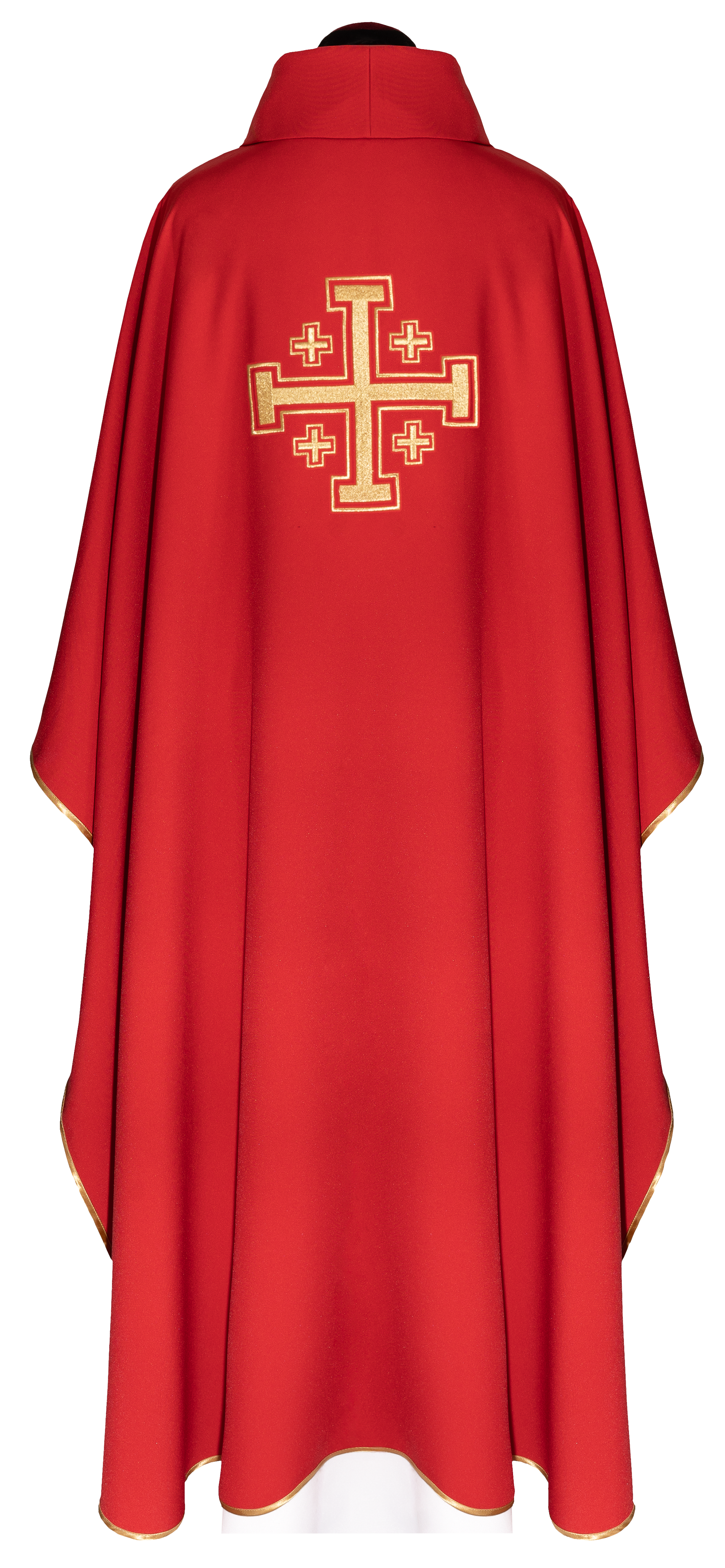 Chasuble rouge brodée avec motif de croix