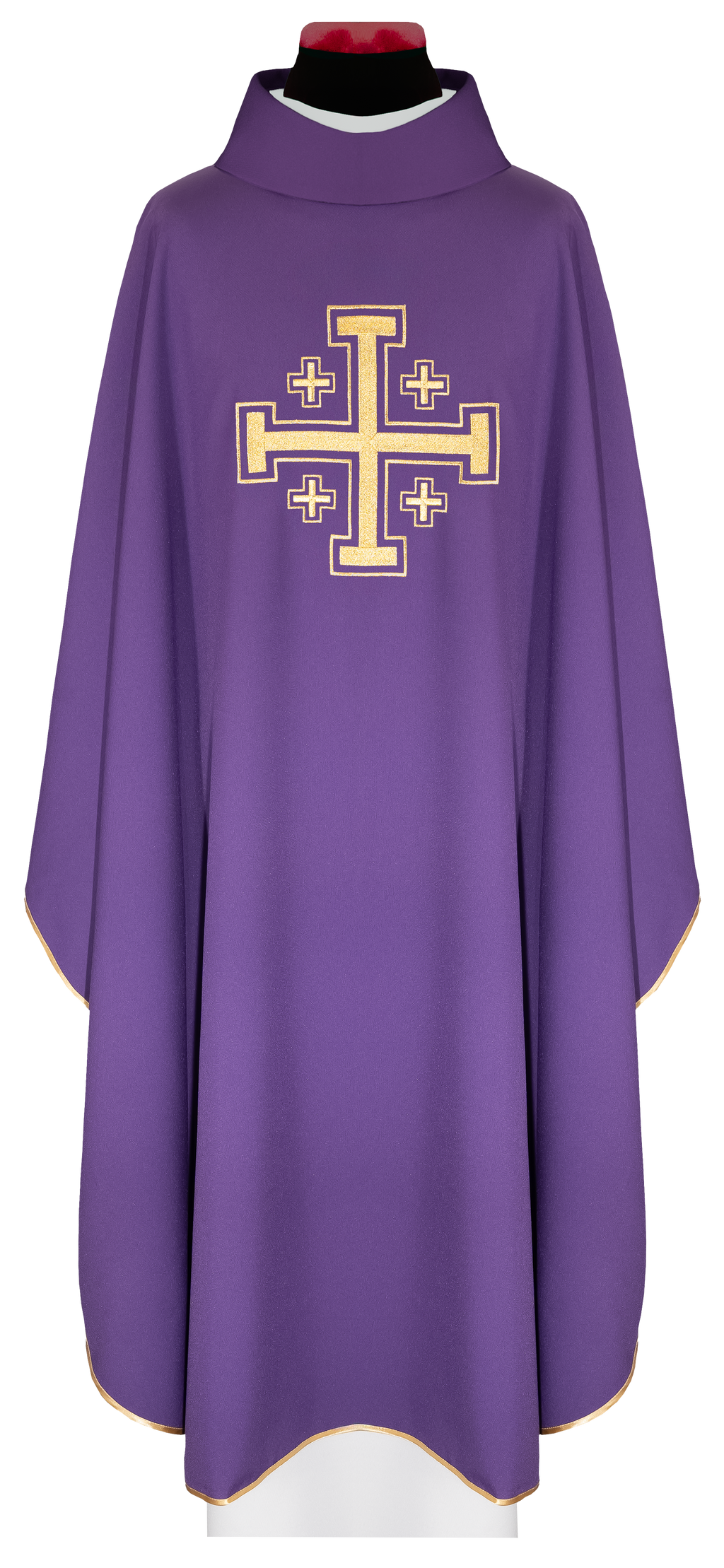 Chasuble violette brodée avec motif de croix