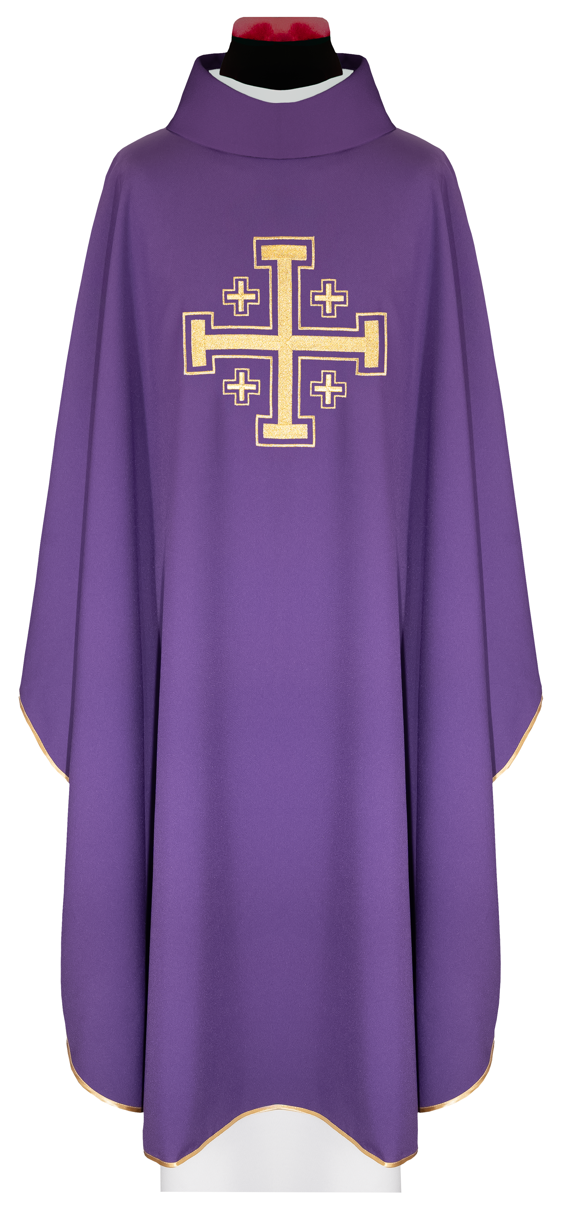 Chasuble violette brodée avec motif de croix