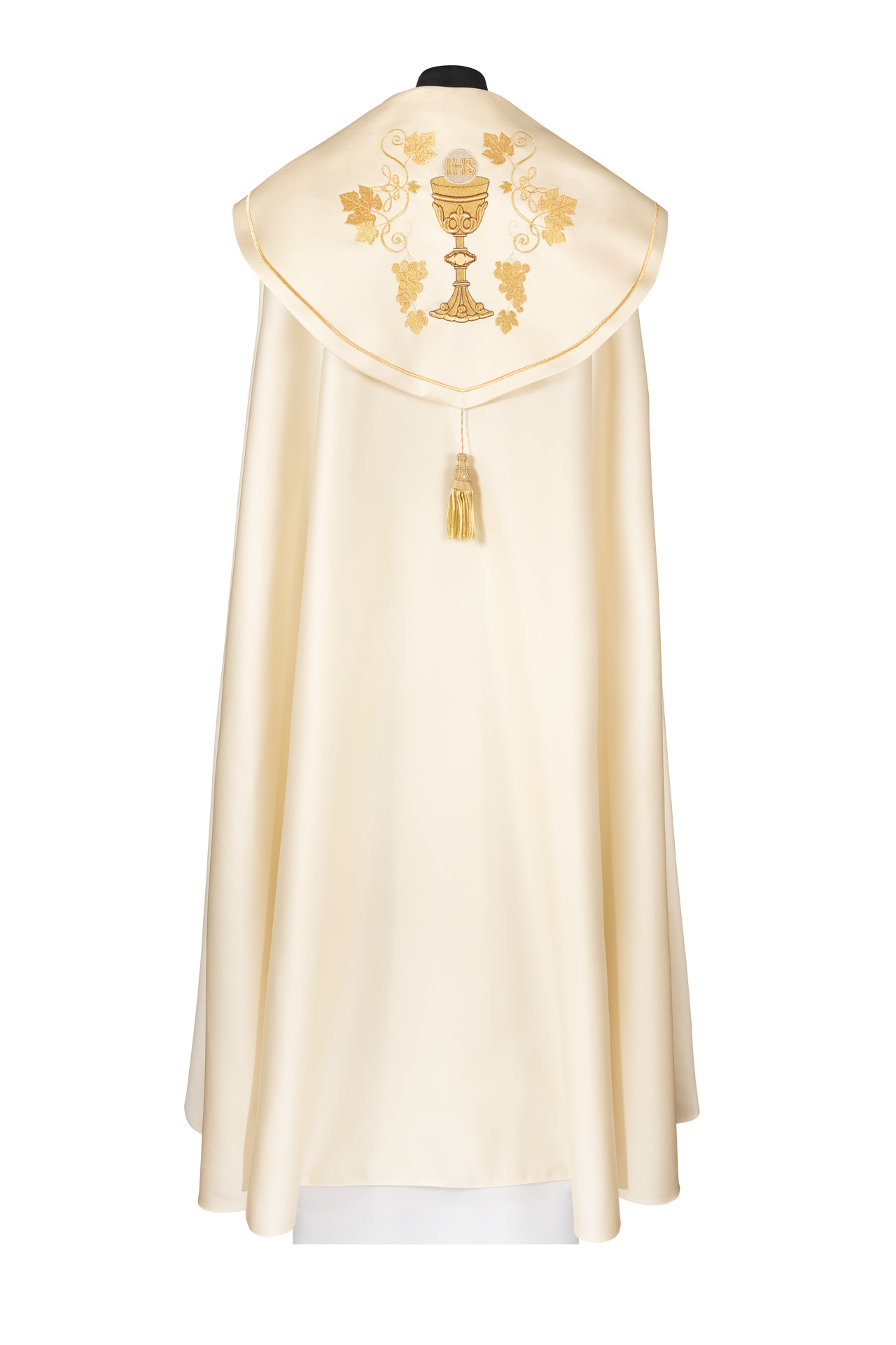 Kapa liturgiczna haftowany kielich i IHS ecru - ORNATY.PL