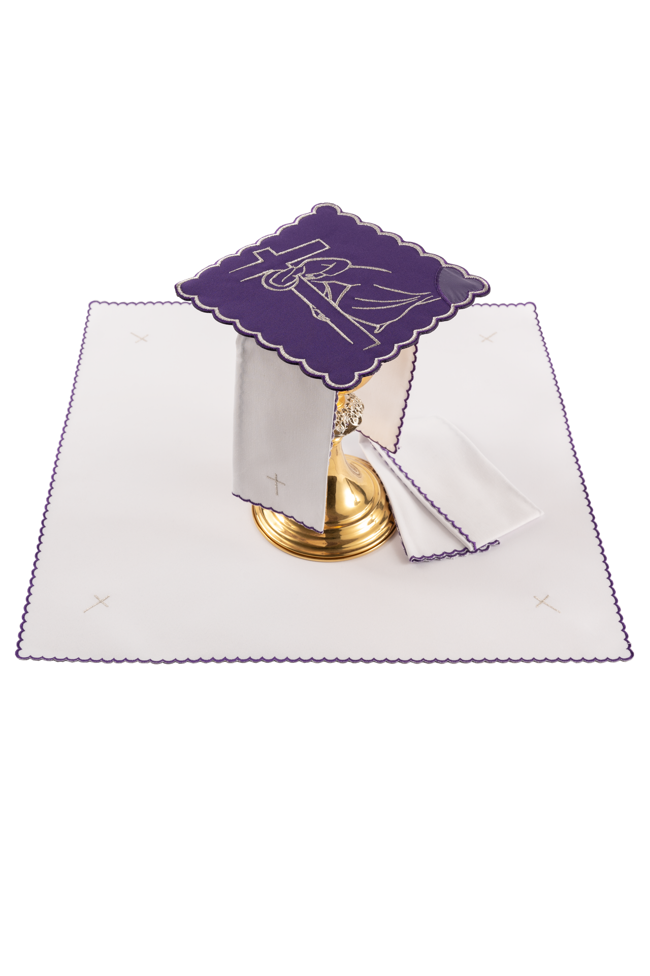 Linges d'autel brodé Chemin de Croix