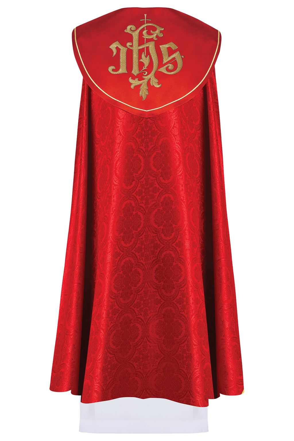 Czerwona kapa liturgiczna z złotym IHS - ORNATY.PL