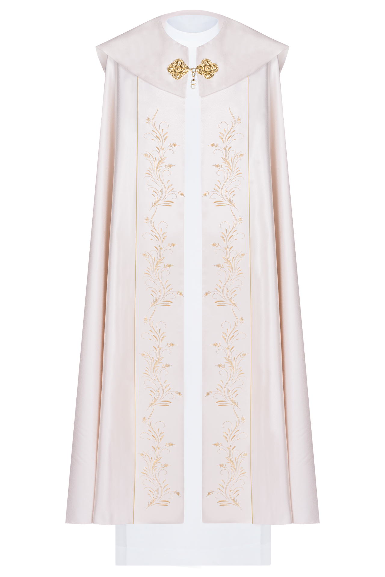 Chape eucharistique écrue ornée du monogramme IHS