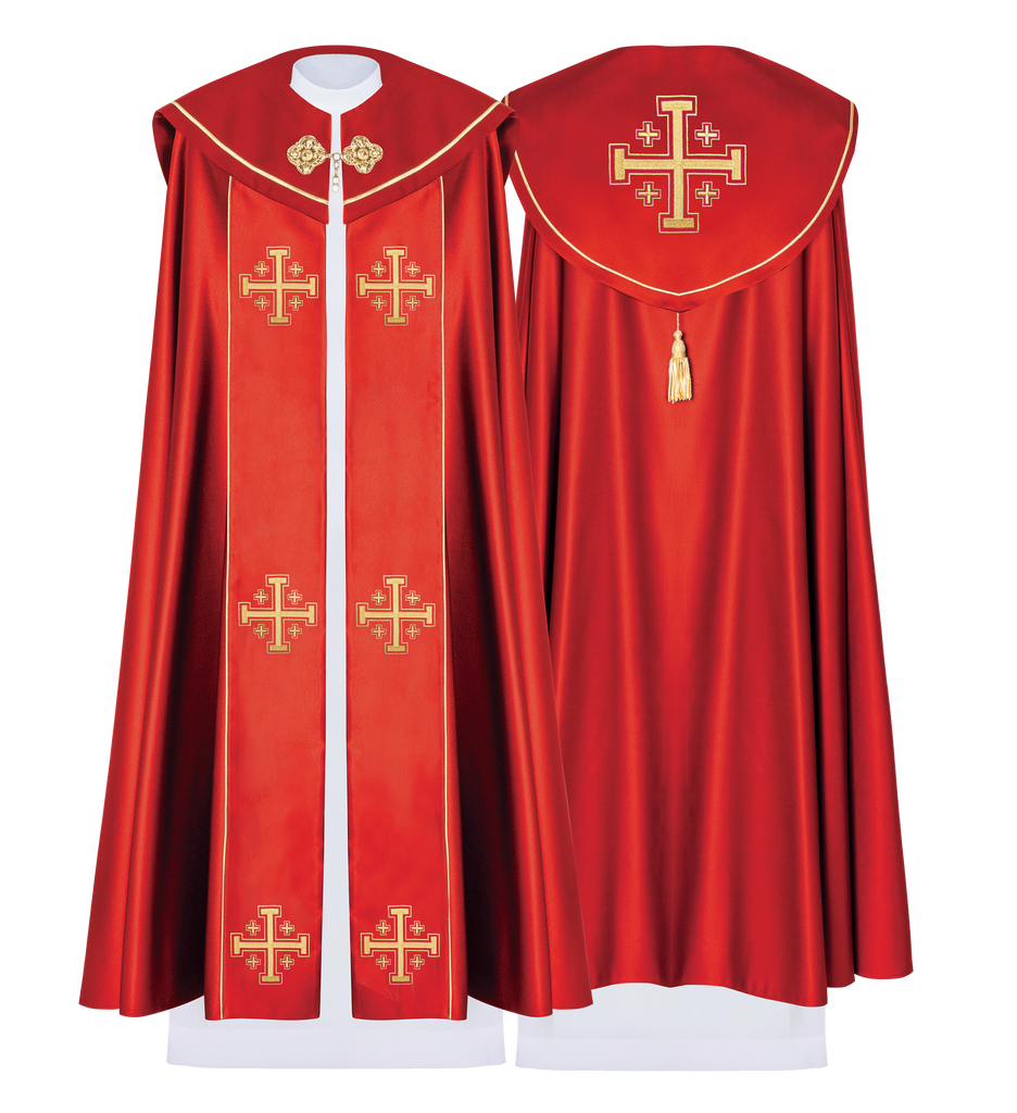 Chasuble eucharistique monogramme IHS rouge