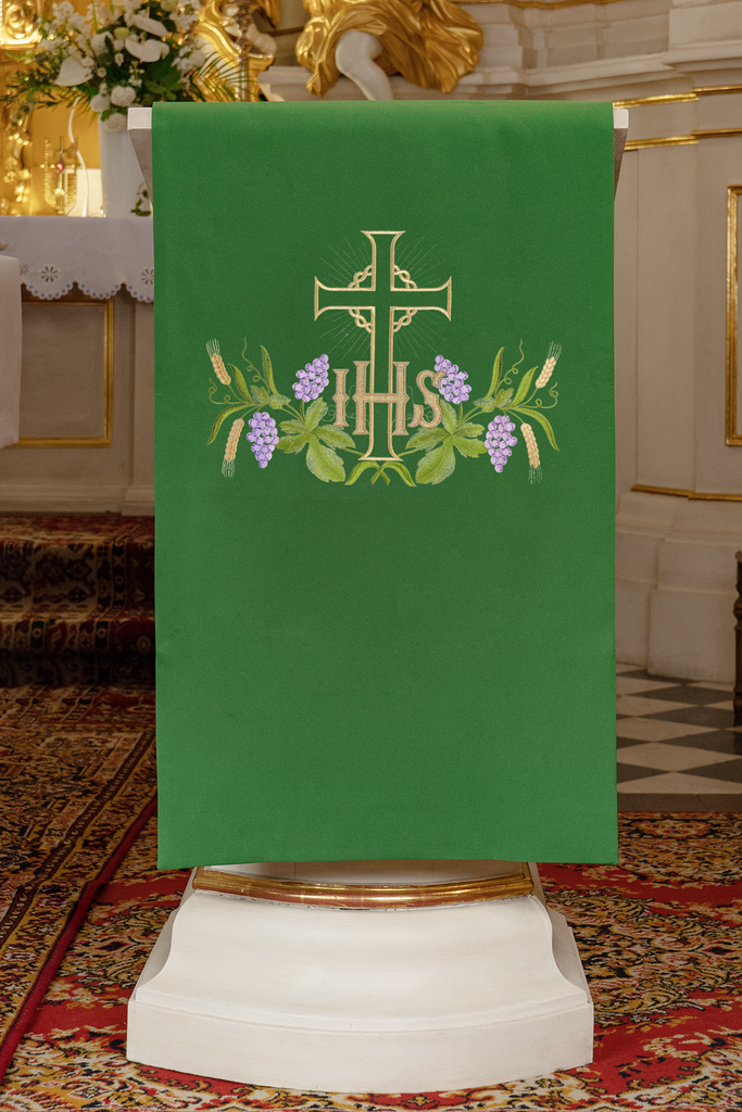 Serviette de pupitre brodée avec motif IHS et croix