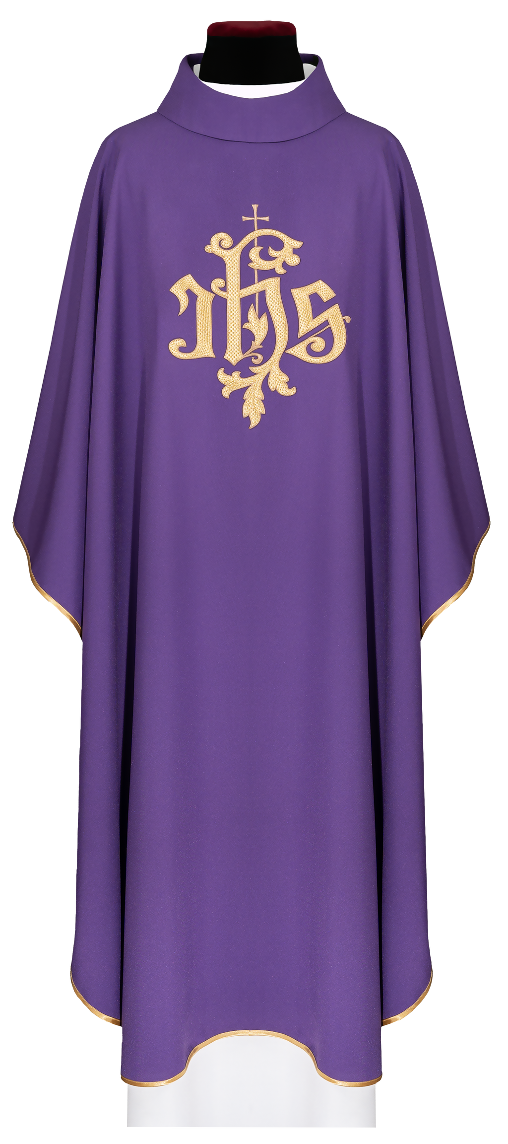 Chasuble violette avec broderie dorée IHS