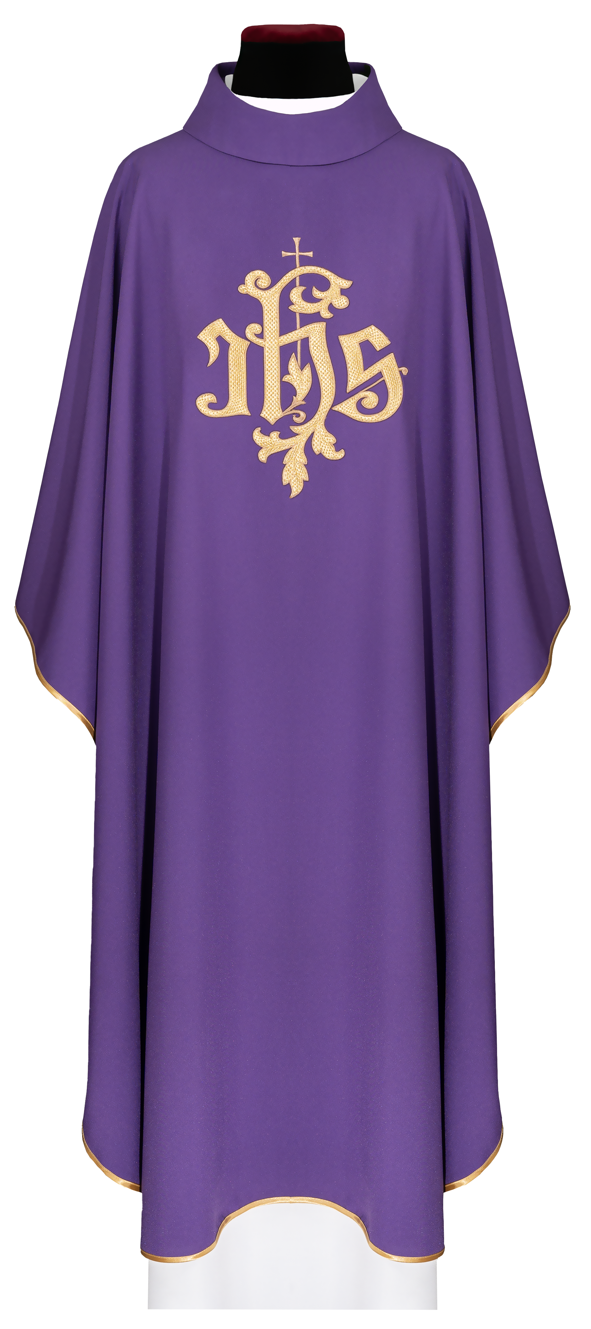 Chasuble violette avec broderie dorée IHS