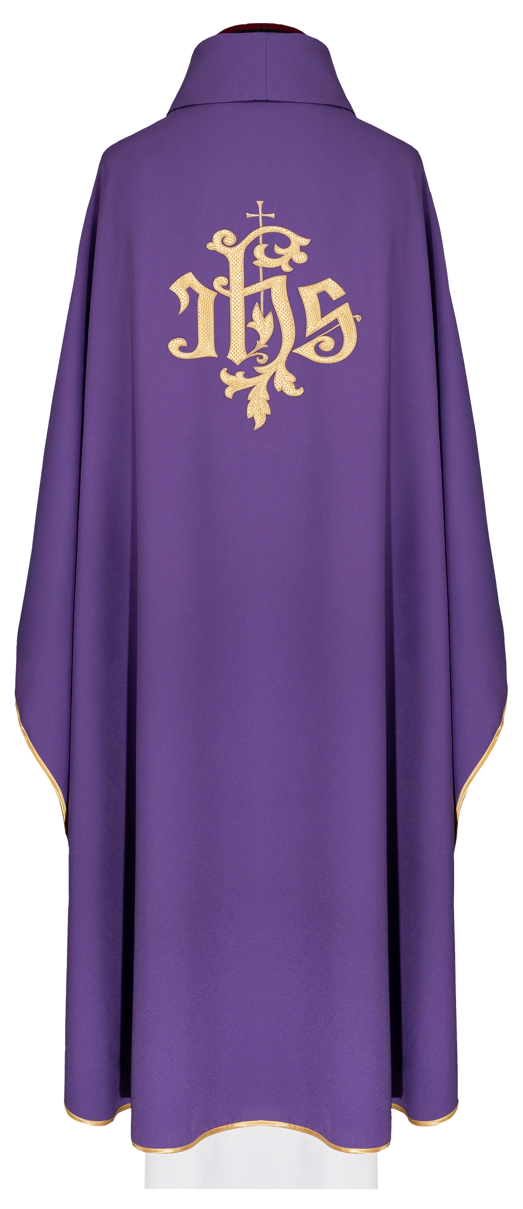 Chasuble violette avec broderie dorée IHS
