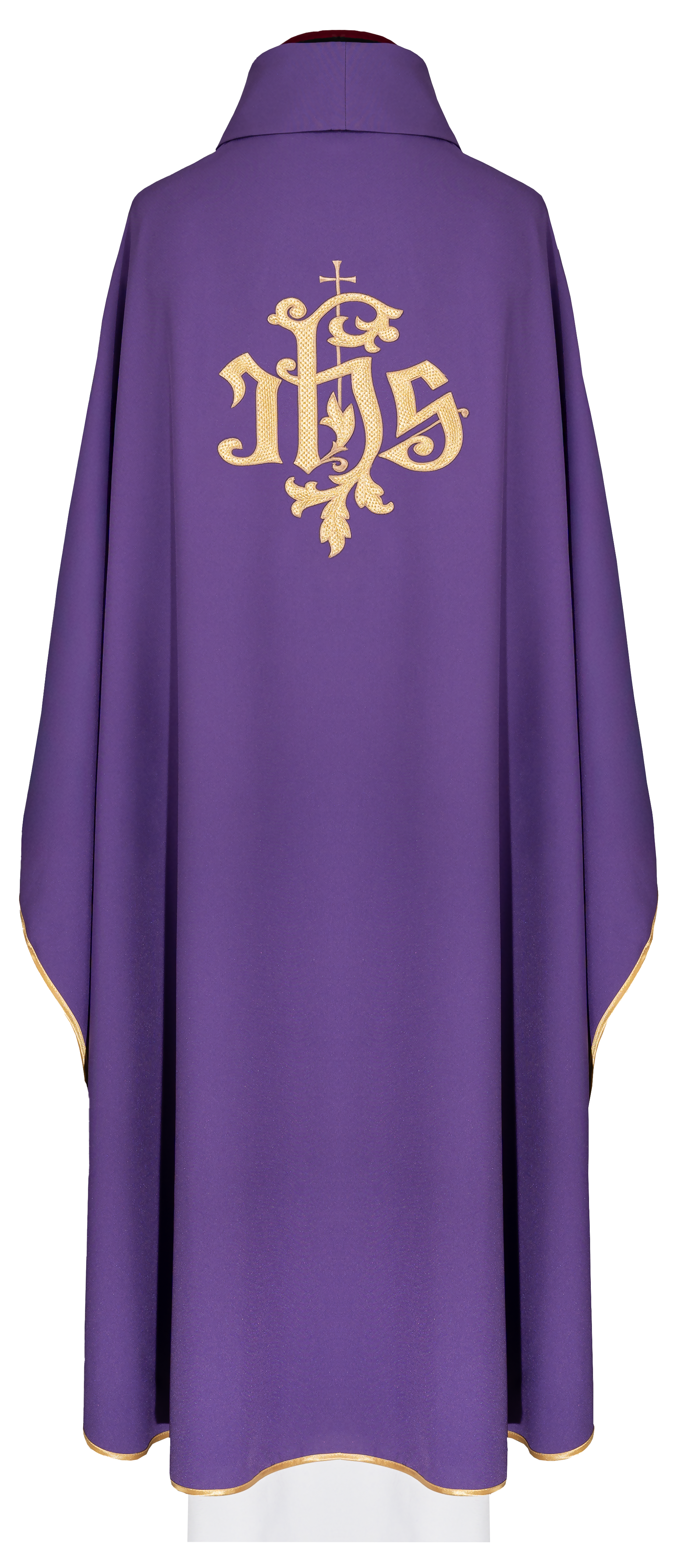 Chasuble violette avec broderie dorée IHS