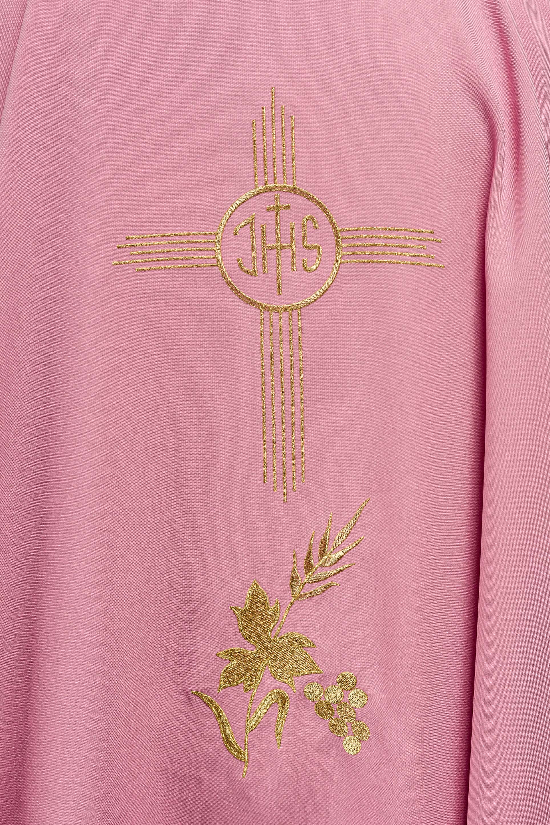 Chasuble brodée or rose