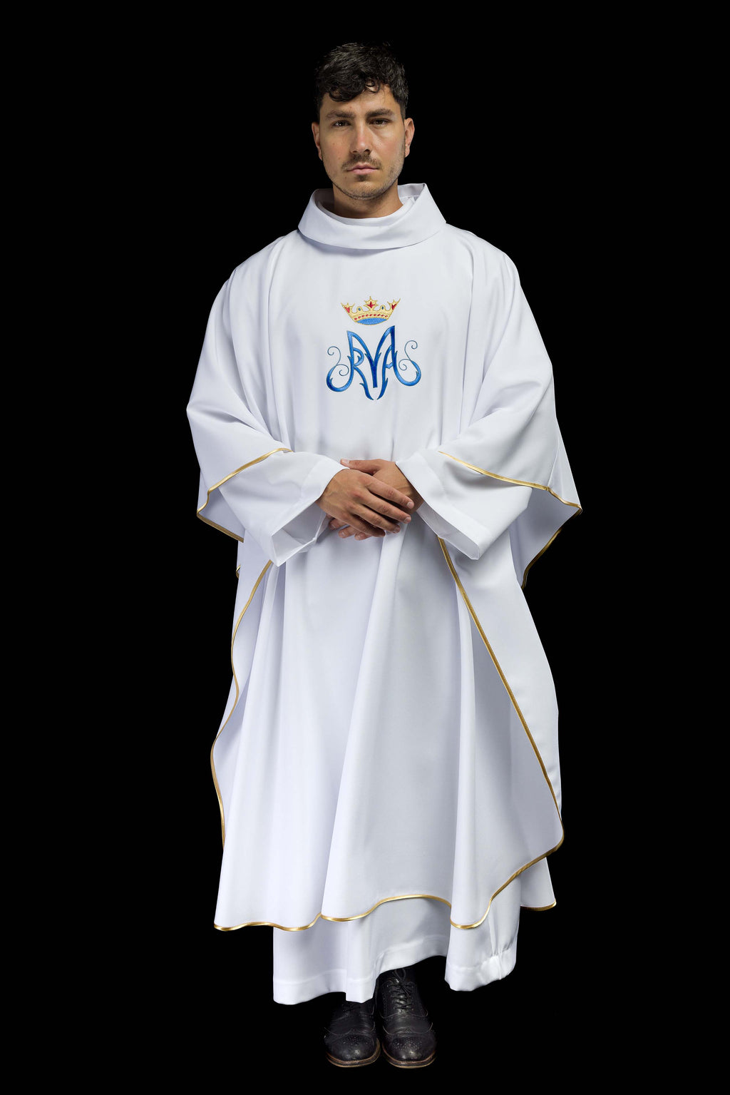 Chasuble liturgique mariale blanche