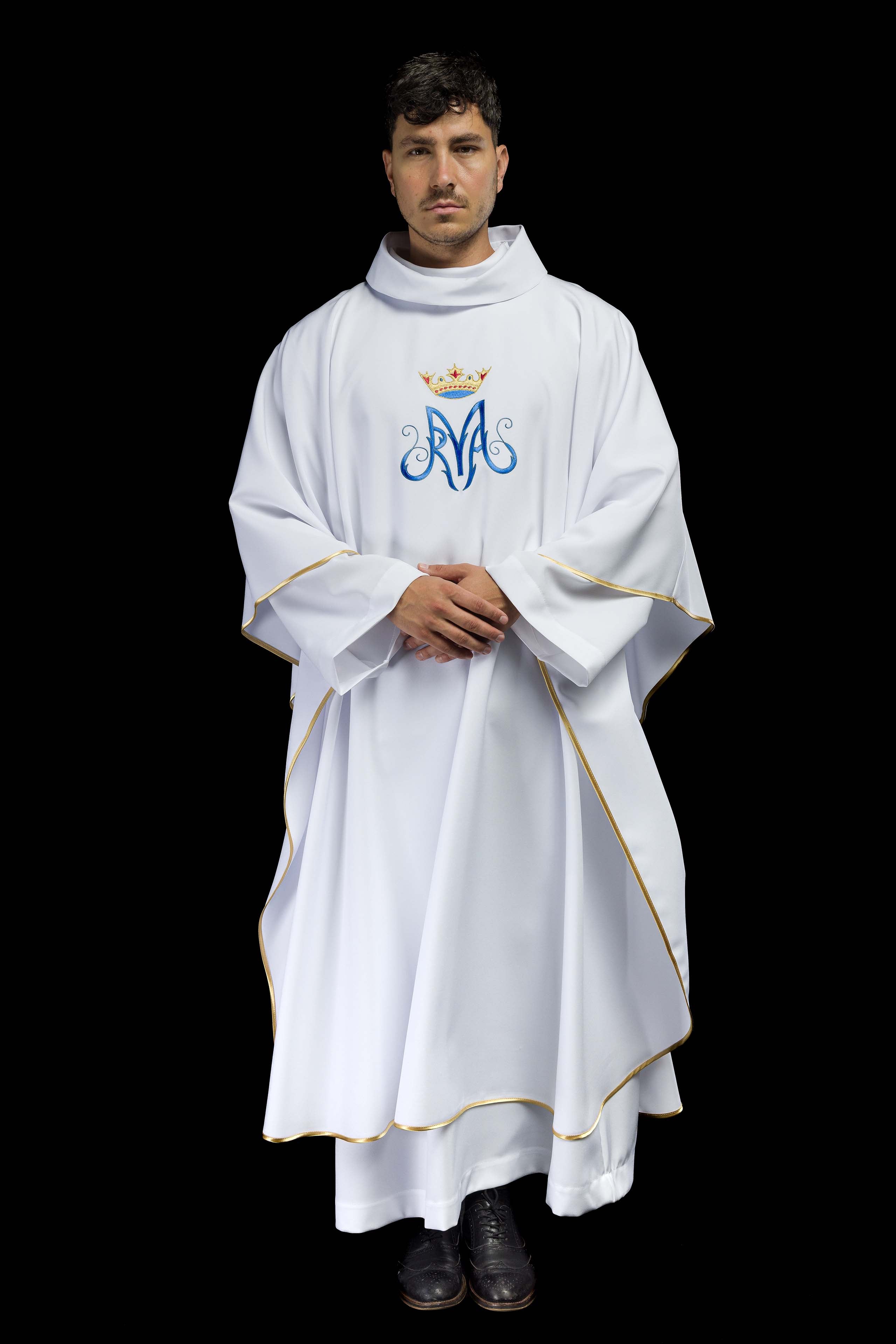 Chasuble liturgique mariale blanche
