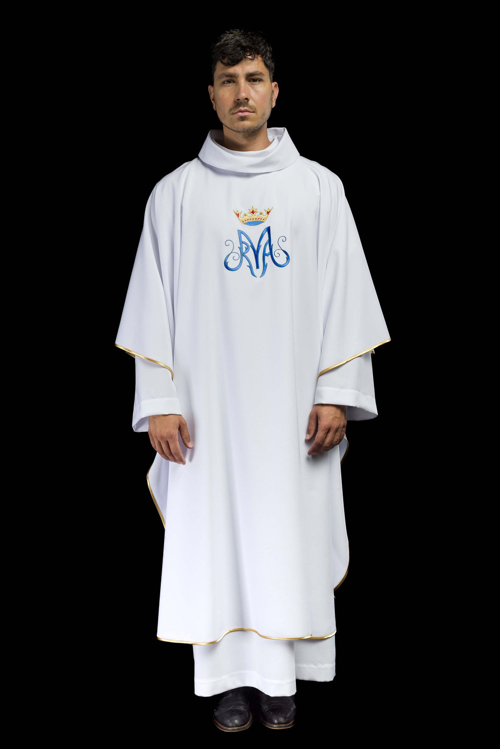 Chasuble liturgique mariale blanche