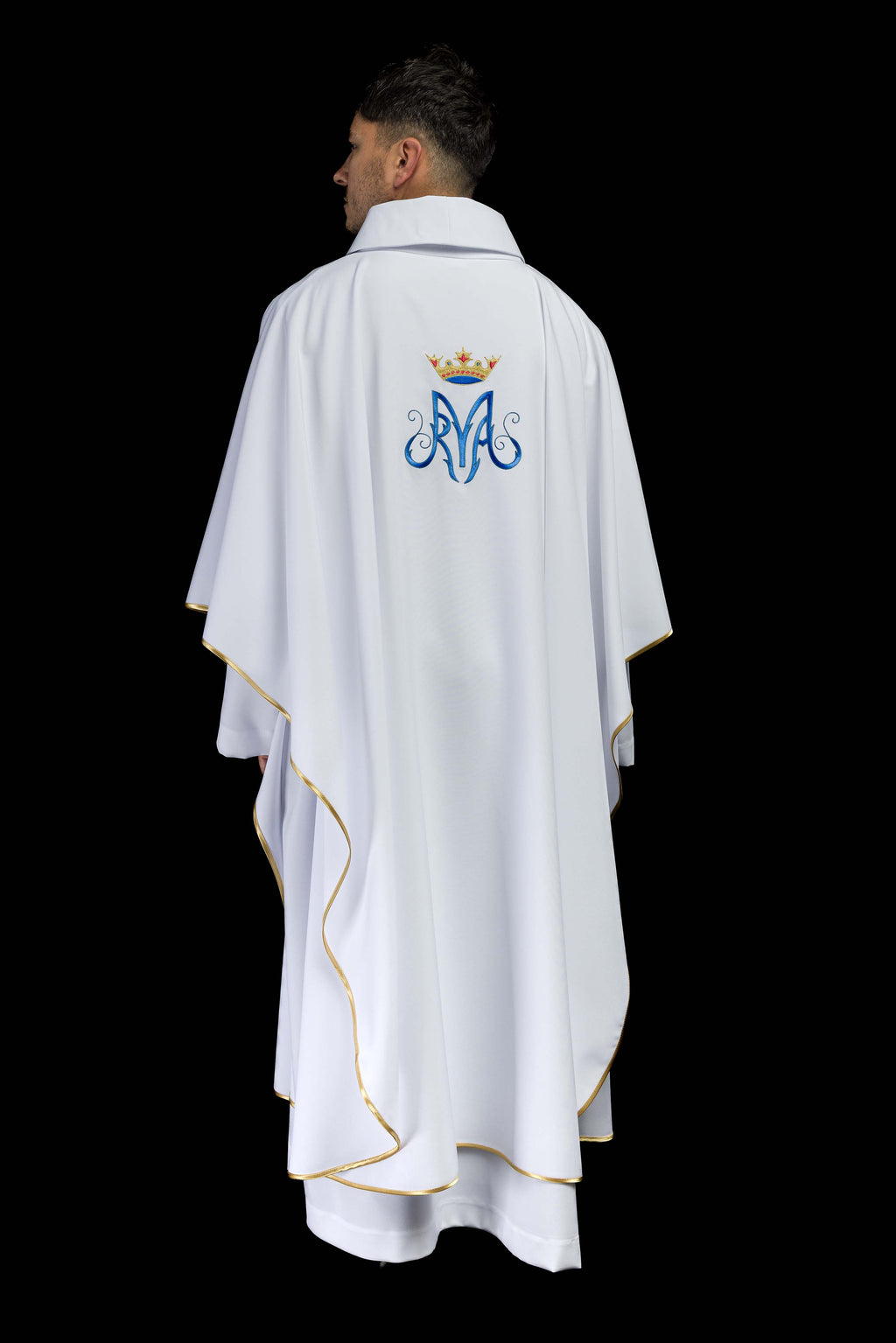 Chasuble liturgique mariale blanche