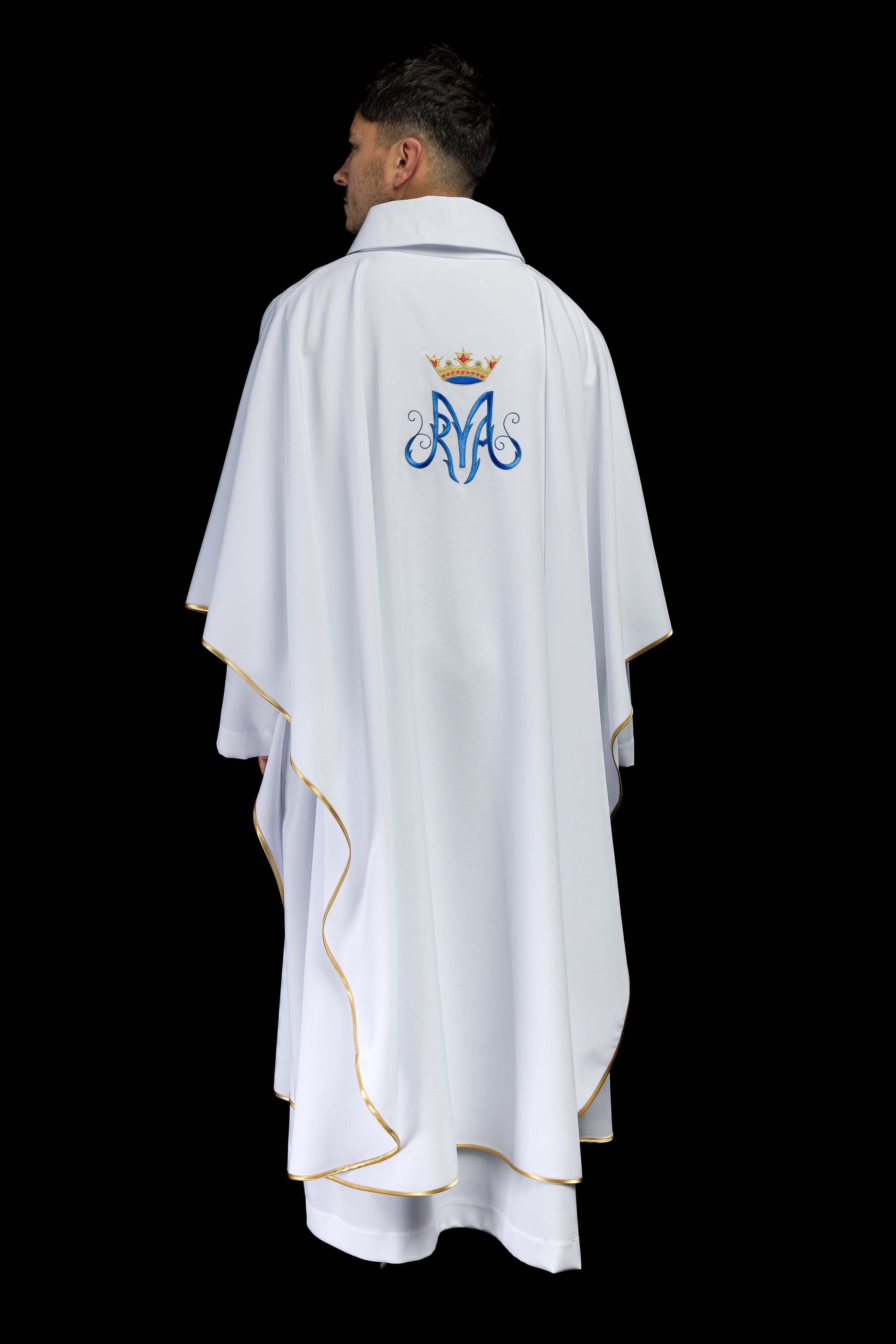 Chasuble liturgique mariale blanche