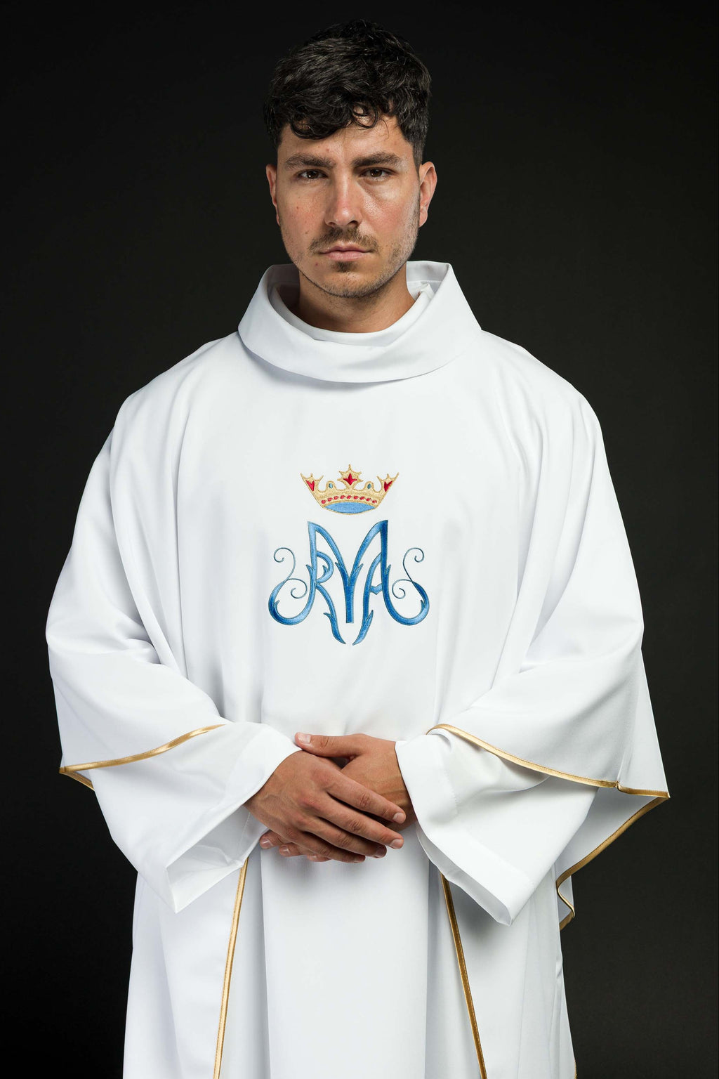 Chasuble liturgique mariale blanche