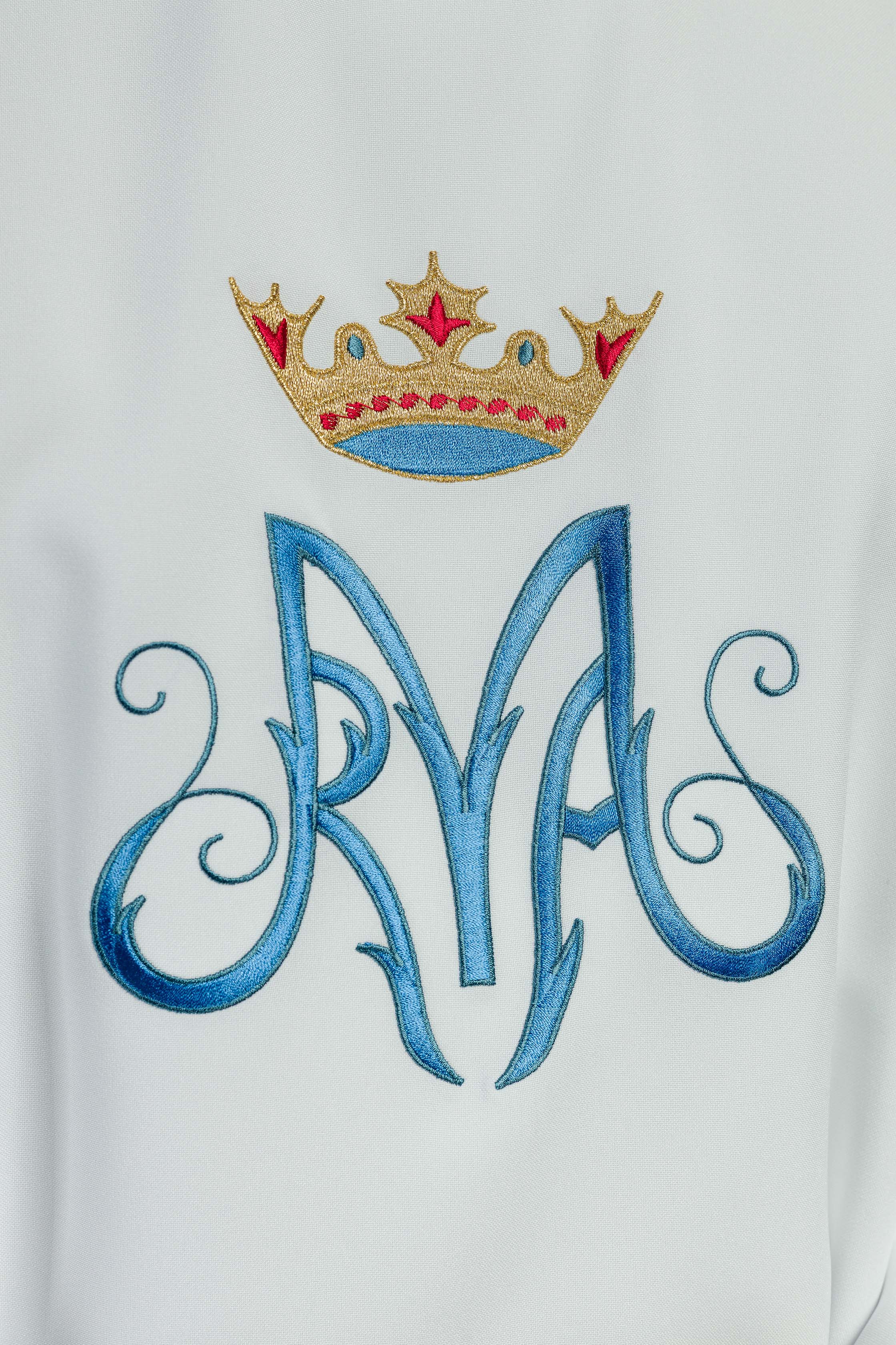 Chasuble liturgique mariale blanche