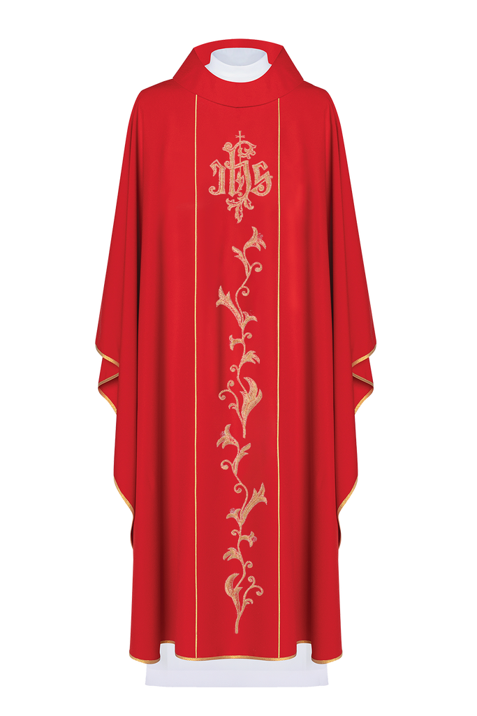 Chasuble brodée IHS avec ornements