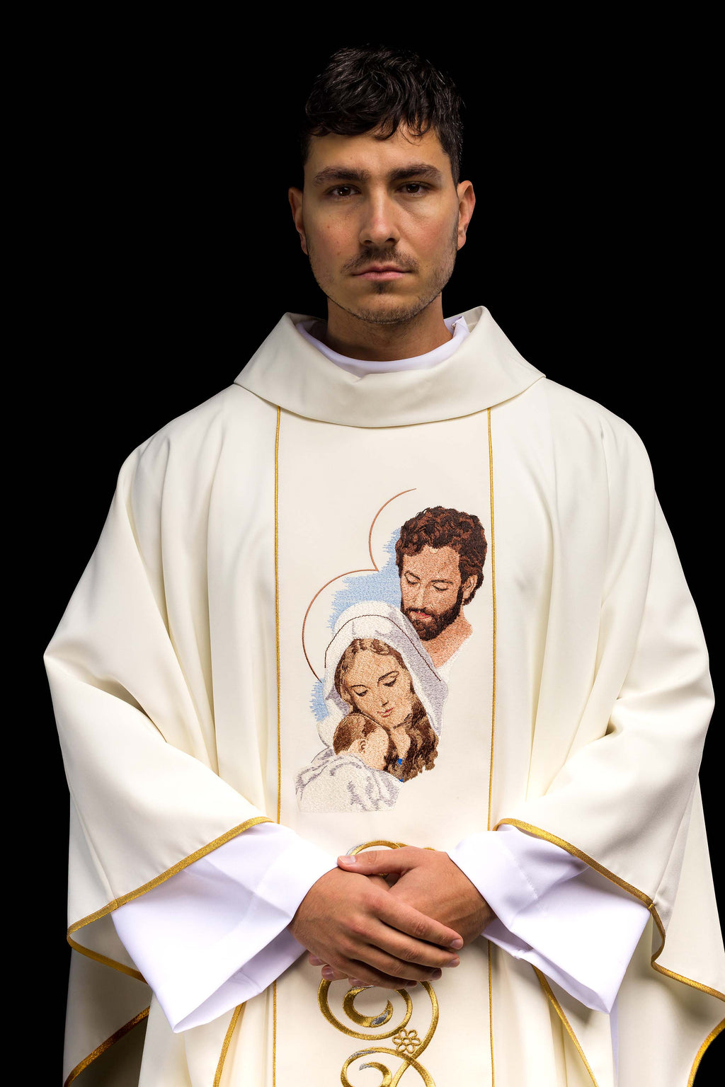 Chasuble de Noël avec l'image de la Sainte Famille