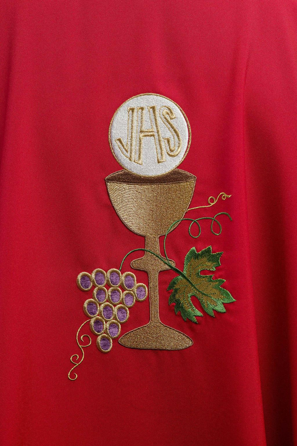 Chasuble calice Croix et raisins rouge