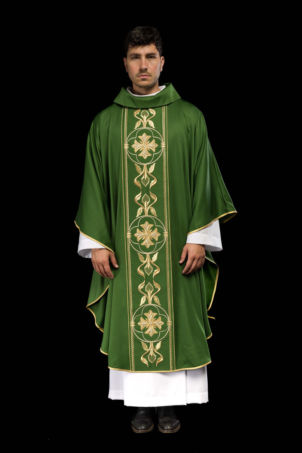 Chasuble brodée Croix verte