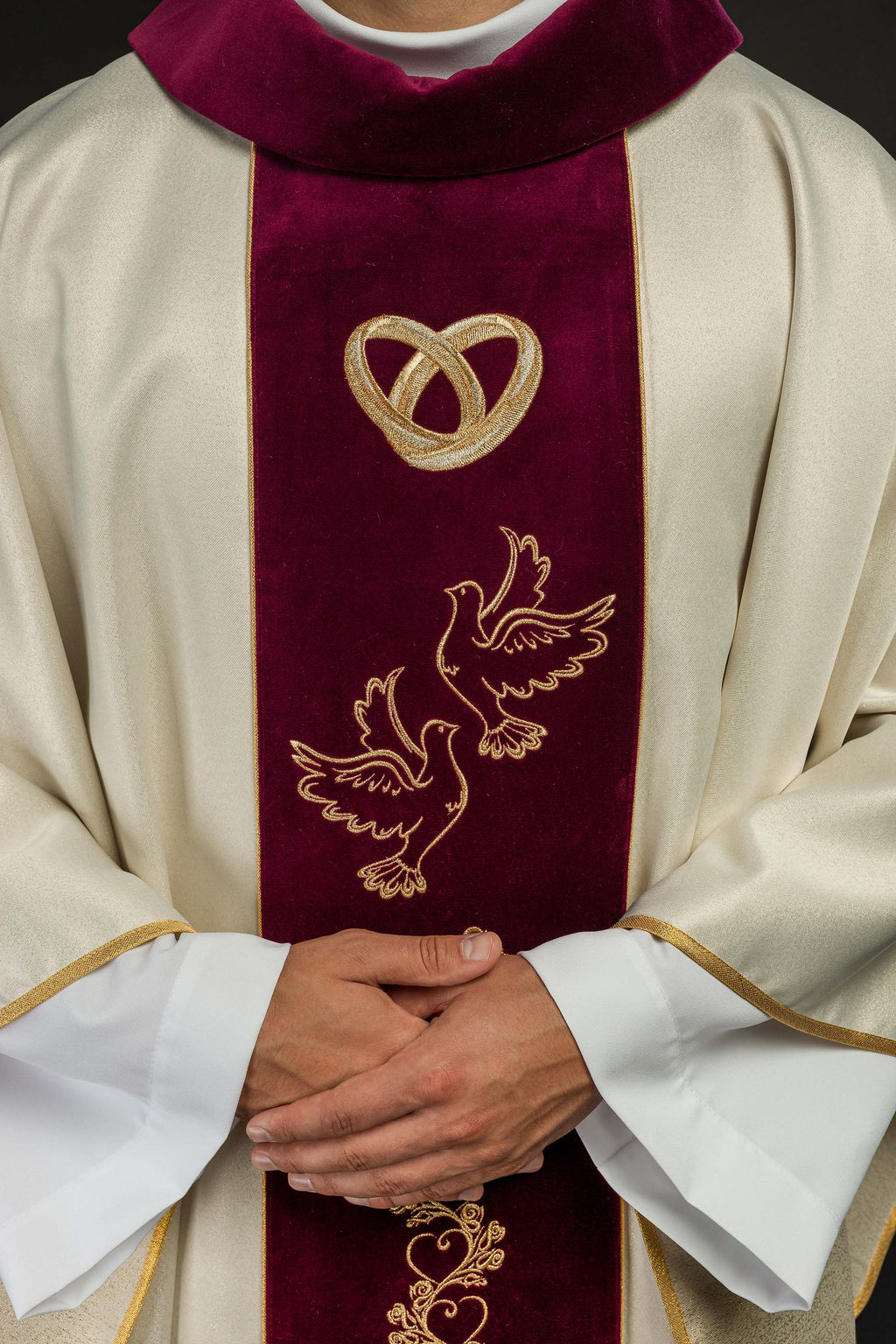 Chasuble de mariage en écru "Je te jure amour fidélité"