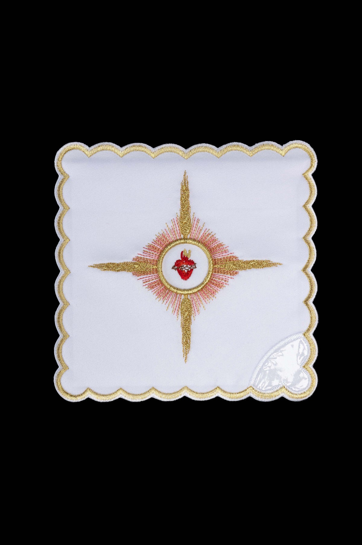 Pale de calice brodée avec motif du Sacré-Cœur de Jésus