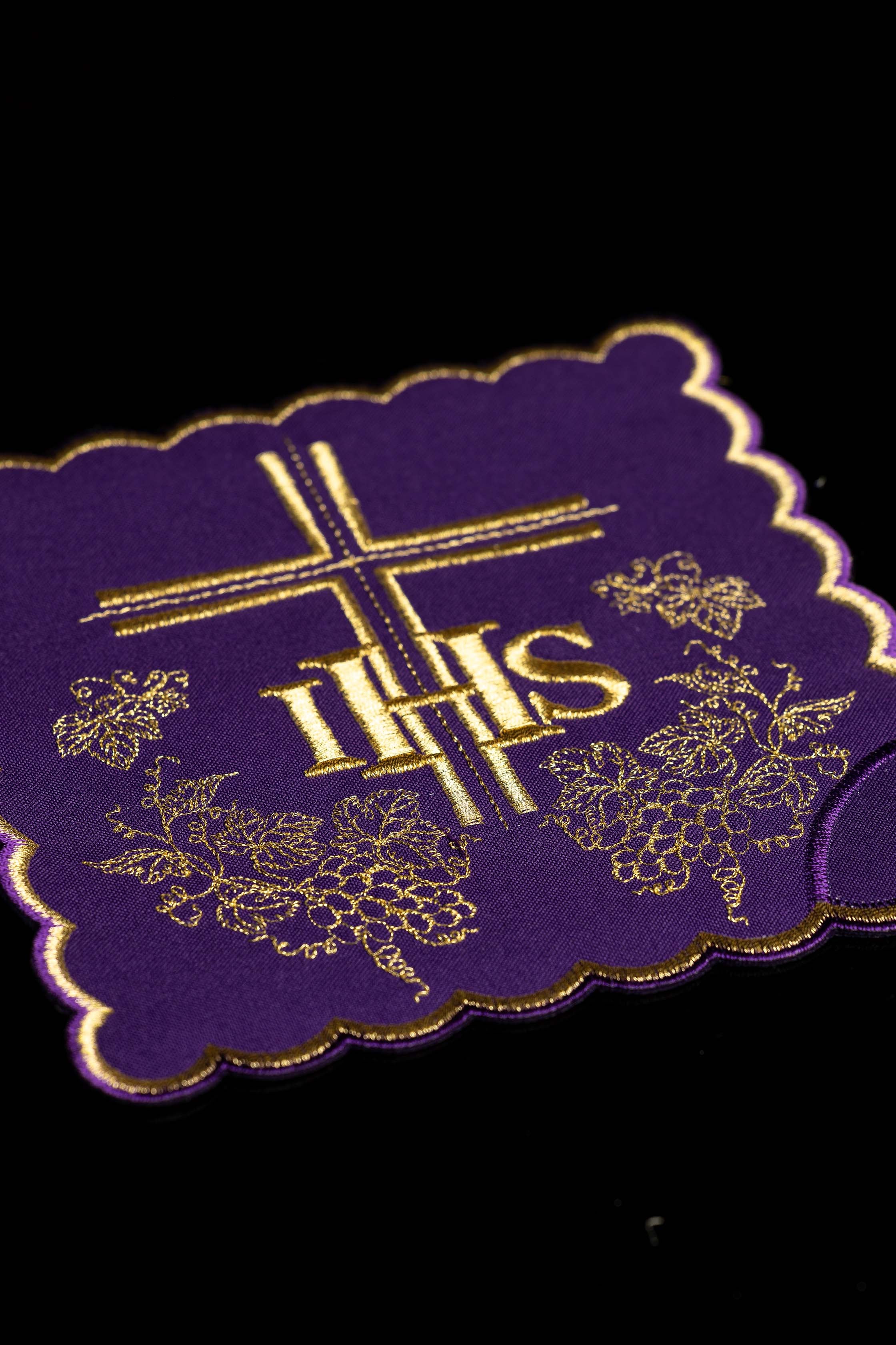 Ensemble de pales de calice avec symbole IHS en quatre couleurs liturgiques